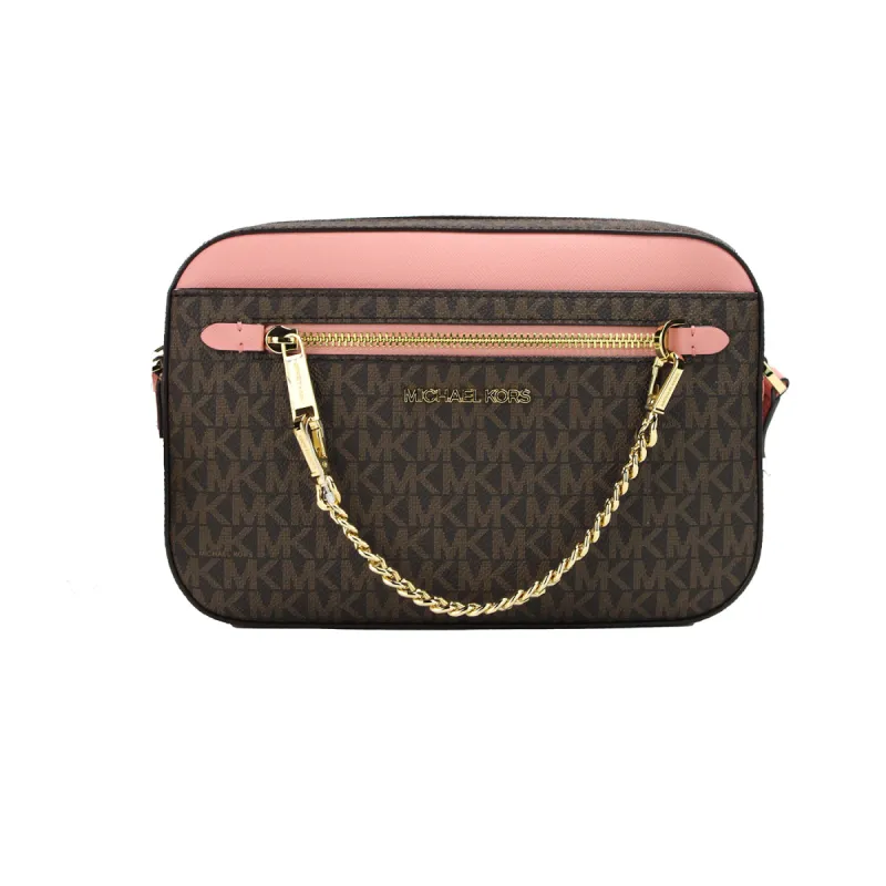 Jet Set Large East West Brown Primrose PVC Zip Chain Crossbody Bag sold by Louxly
