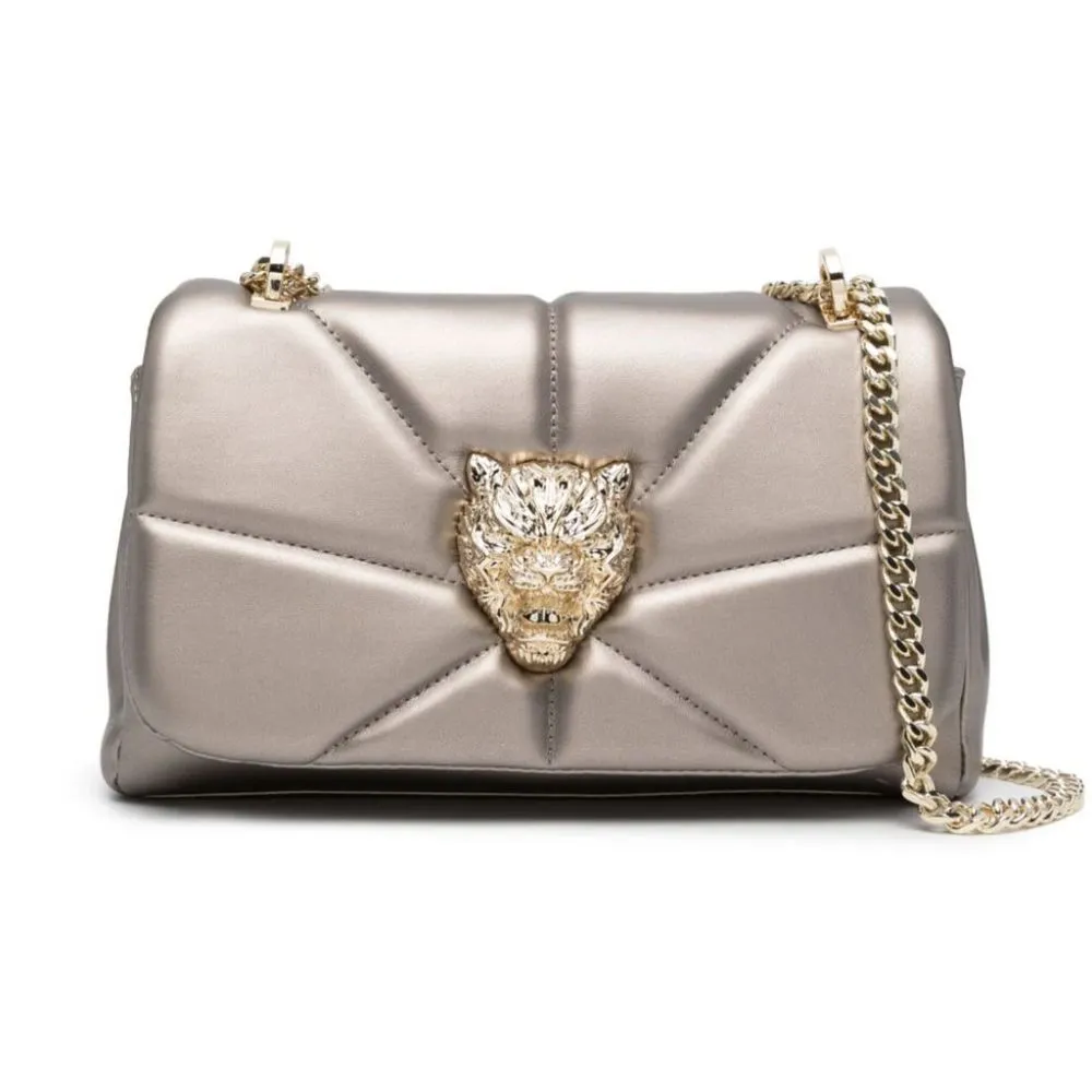 Chic Beige Crossbody Bag with Gold Chain Accent sold by Louxly