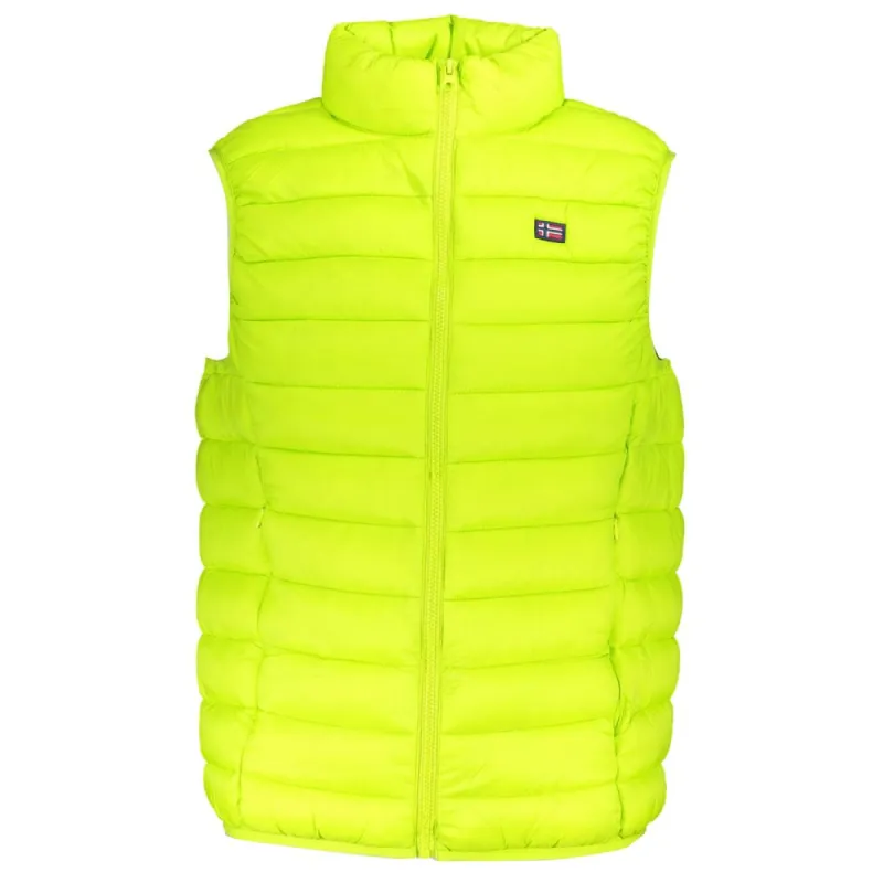 Sleek Sleeveless Green Polyamide Jacket sold by Louxly