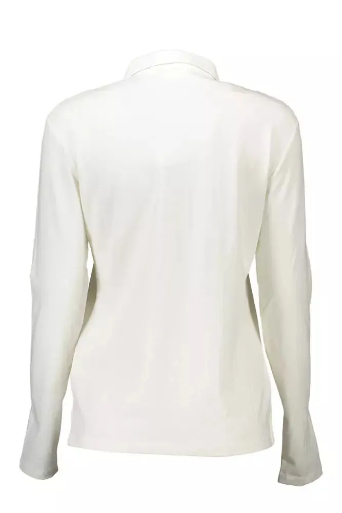 Elegant Long-Sleeved White Polo Shirt sold by Louxly product image thumbnail 2