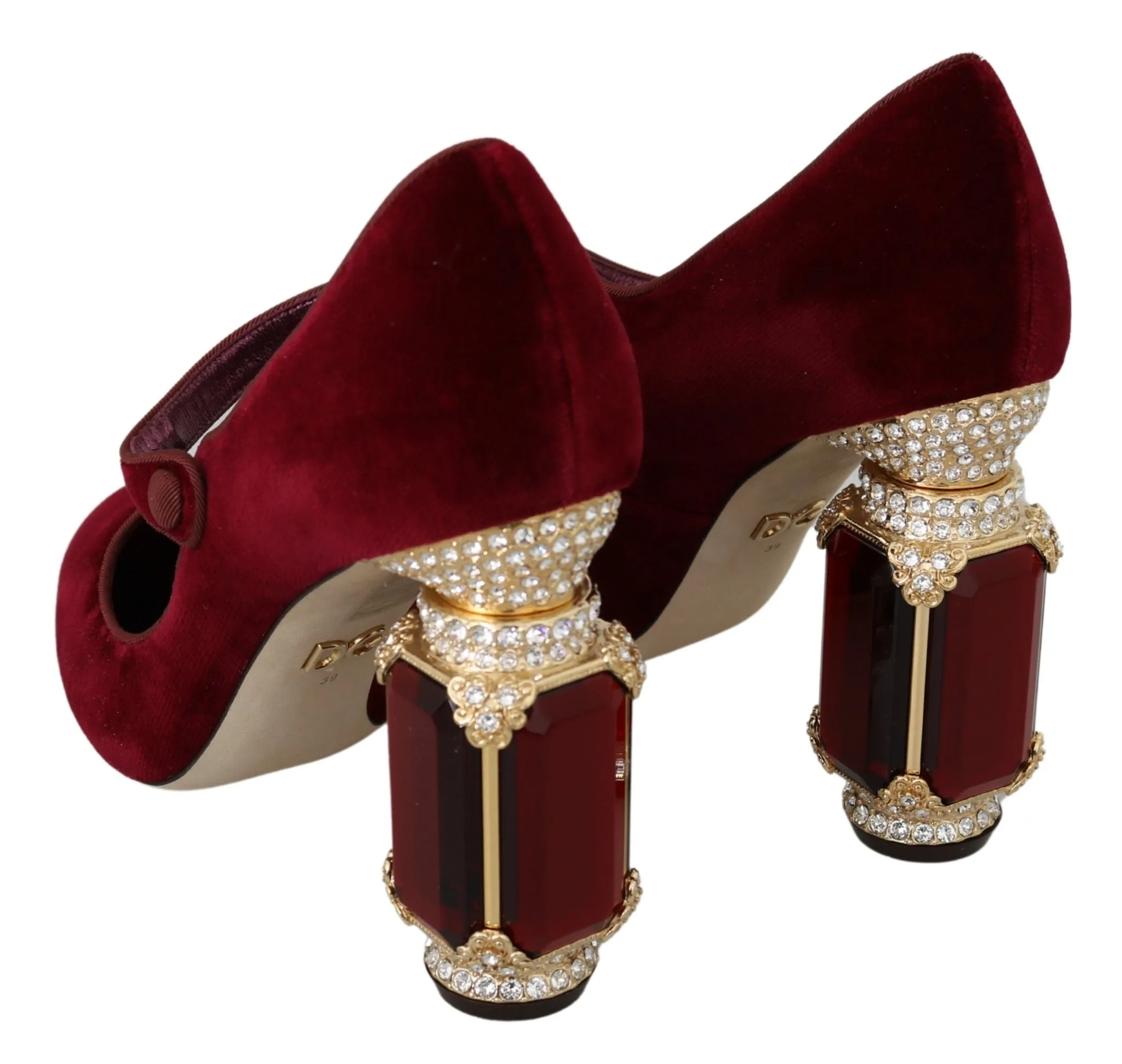 Red Velvet Crystal-Embellished Mary Janes Heels sold by Louxly product image thumbnail 3