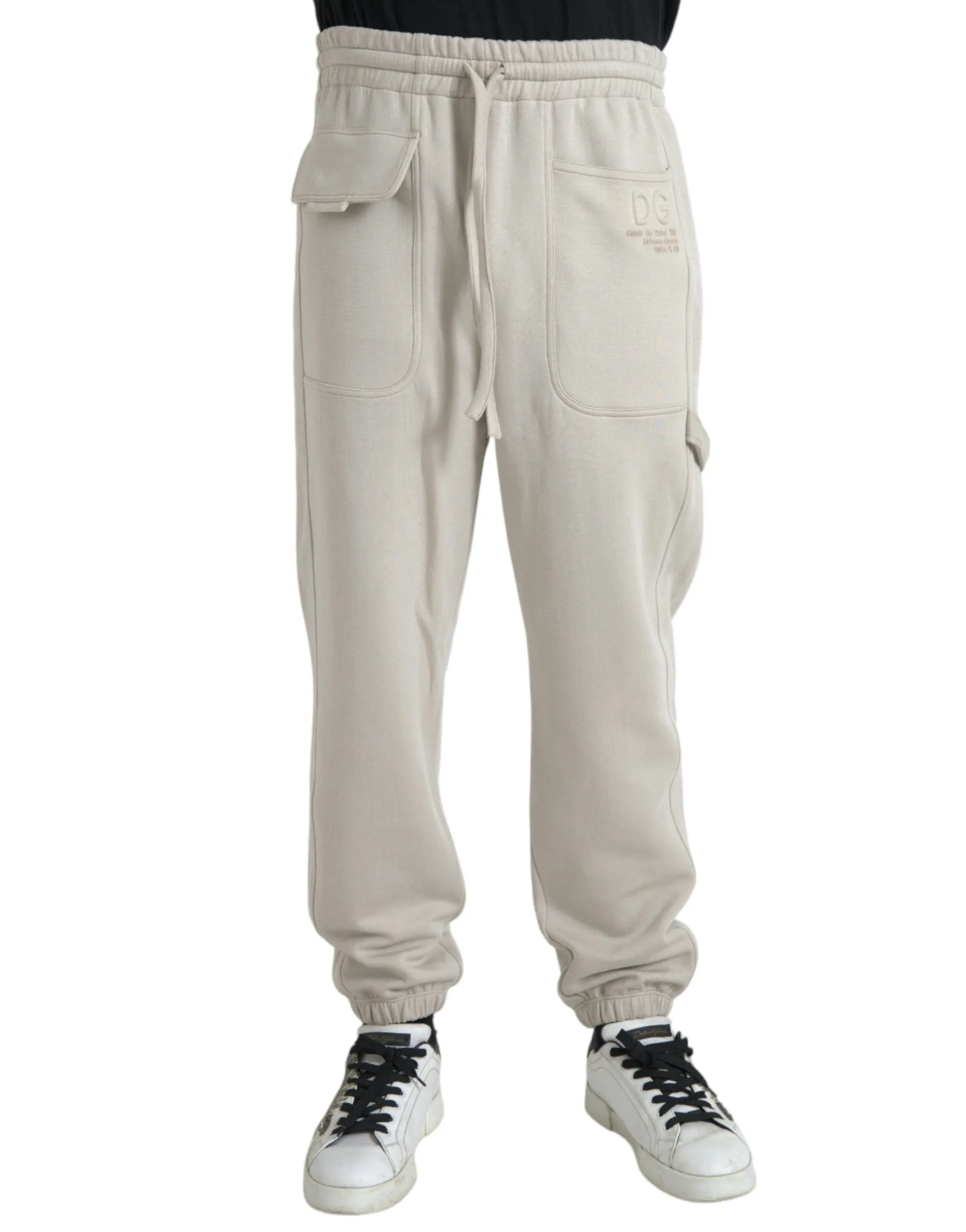 Off White Viscose Cargo Jogger Sweatpants Pants sold by Louxly