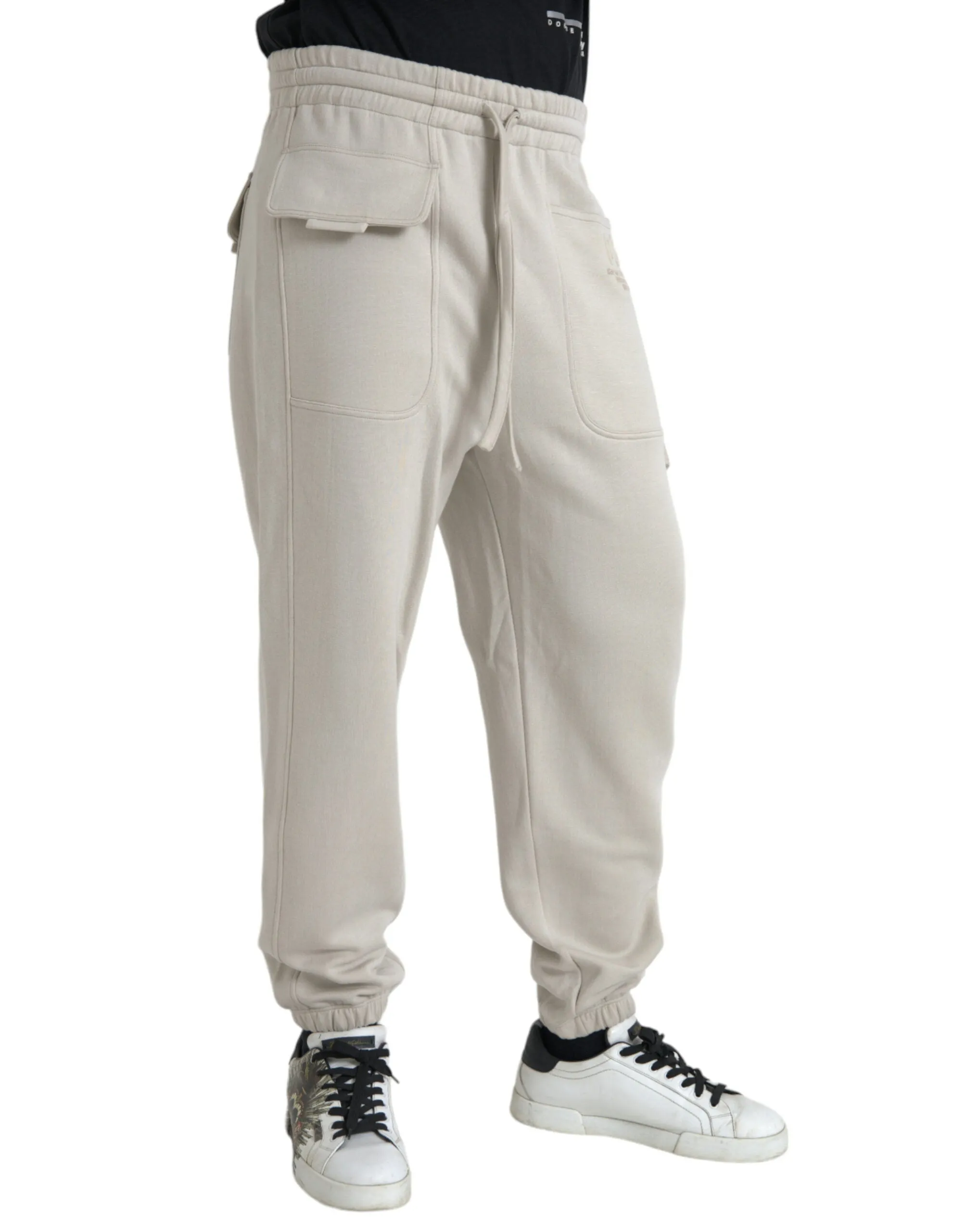 Off White Viscose Cargo Jogger Sweatpants Pants sold by Louxly product image thumbnail 2