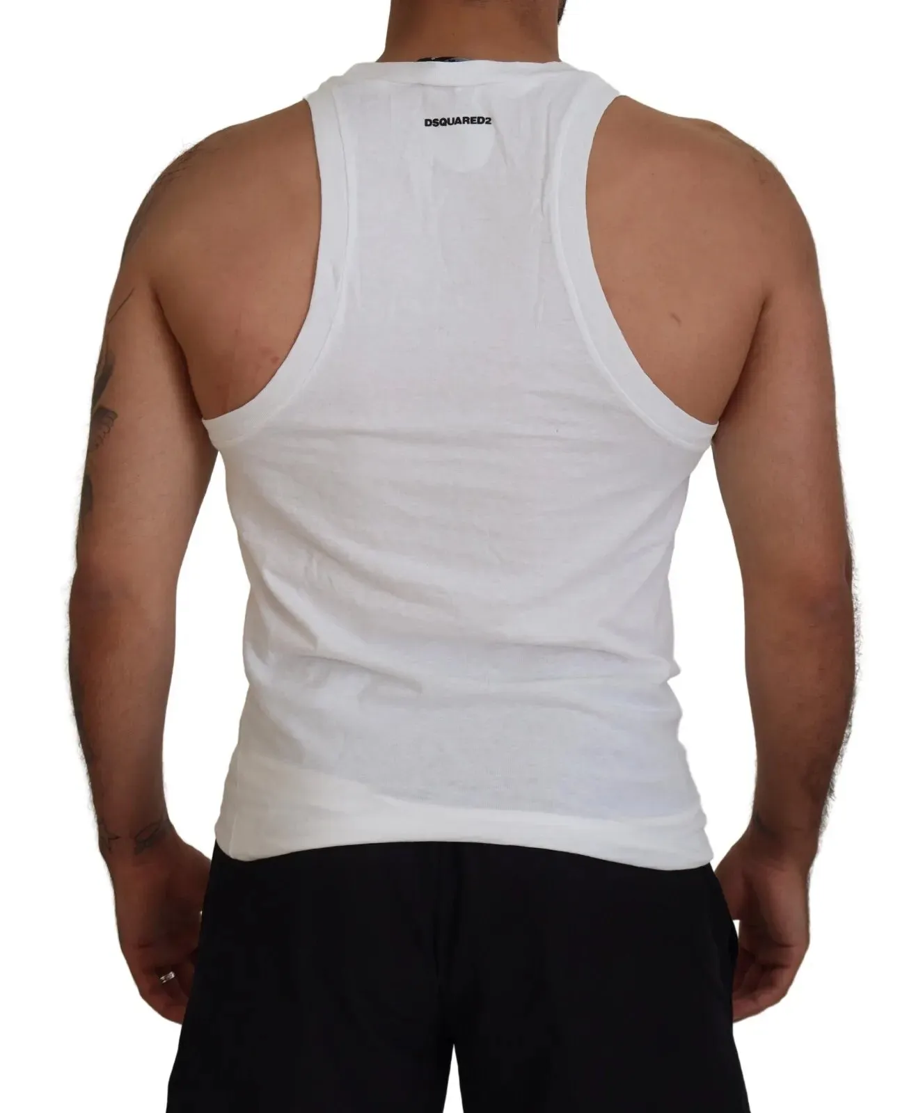 White Cotton Linen Sleeveless Tank T-shirt sold by Louxly product image thumbnail 3