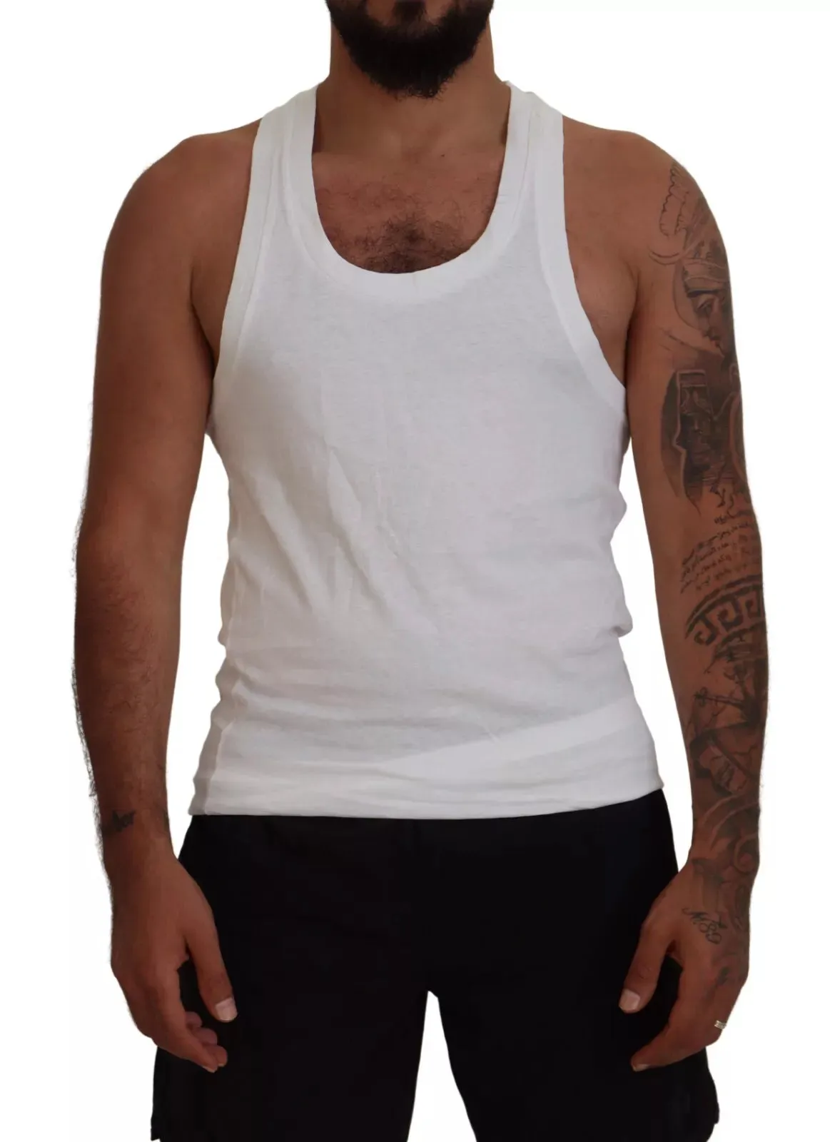 White Cotton Linen Sleeveless Tank T-shirt sold by Louxly