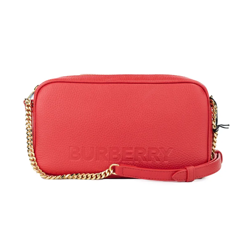 Small Red Pebbled Leather Elongated Camera Crossbody Bag Purse sold by Louxly