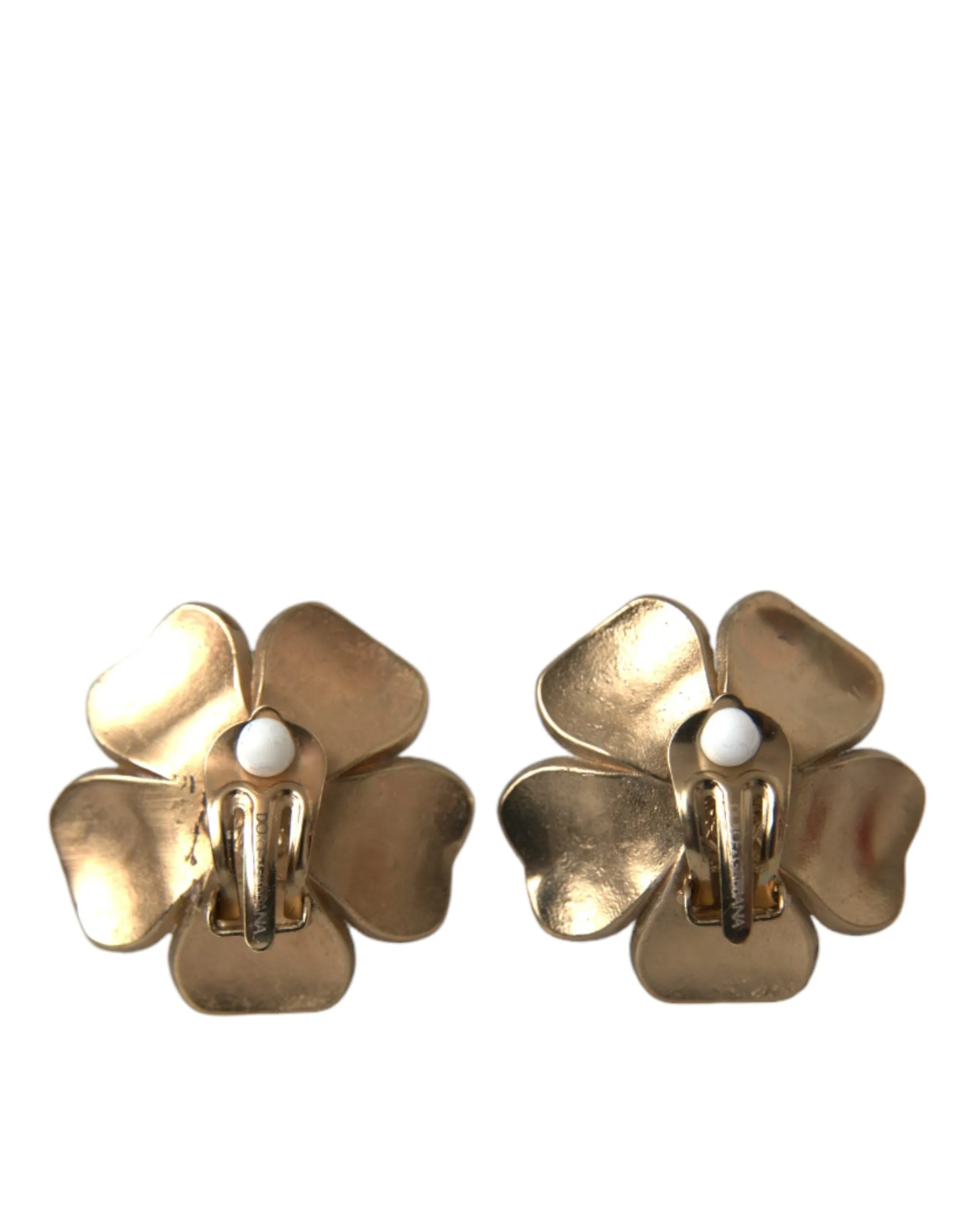 Gold Tone Maxi Faux Pearl Floral Clip-on Jewelry Earrings sold by Louxly product image thumbnail 4