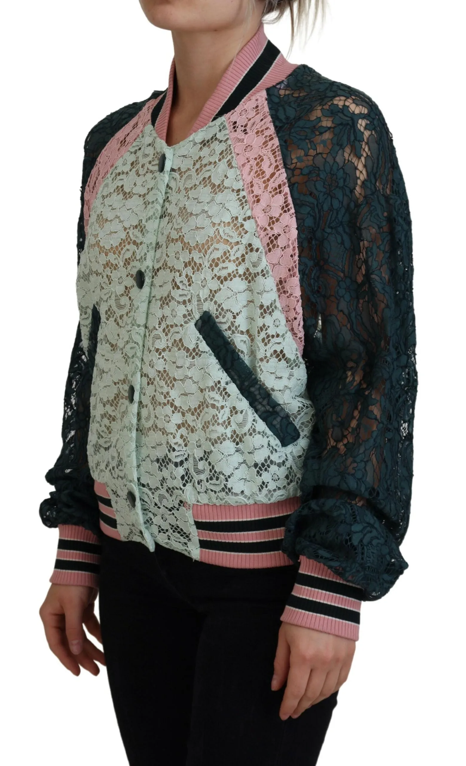Elegant Floral Lace Bomber Jacket sold by Louxly product image thumbnail 2