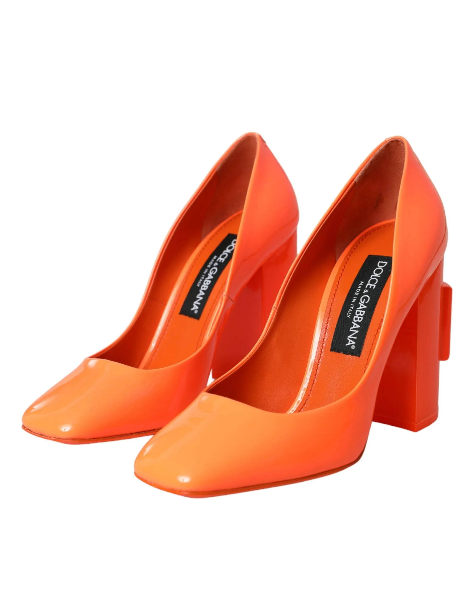 Orange Patent Leather Logo Heels Pumps Shoes sold by Louxly product image thumbnail 3