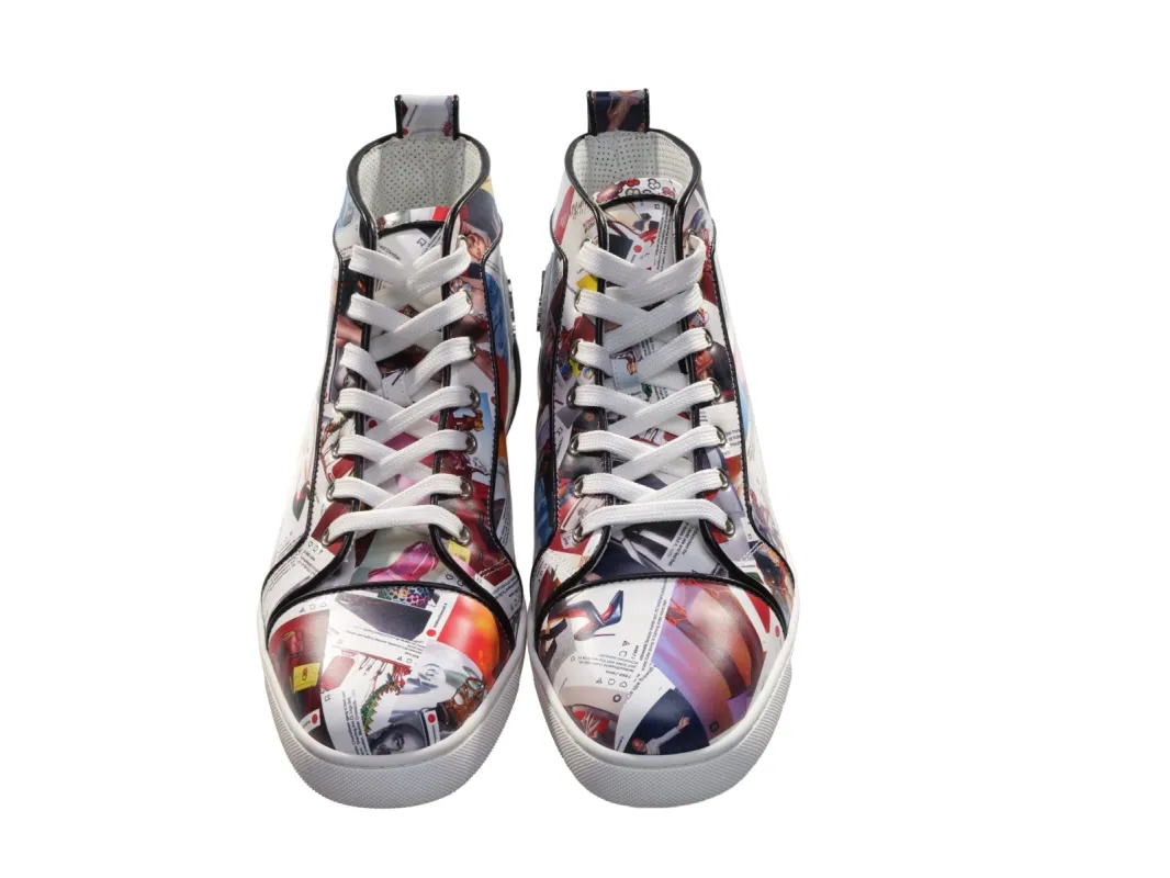 Louis Orlato Flat Leather Printed High Top Sneakers sold by Louxly