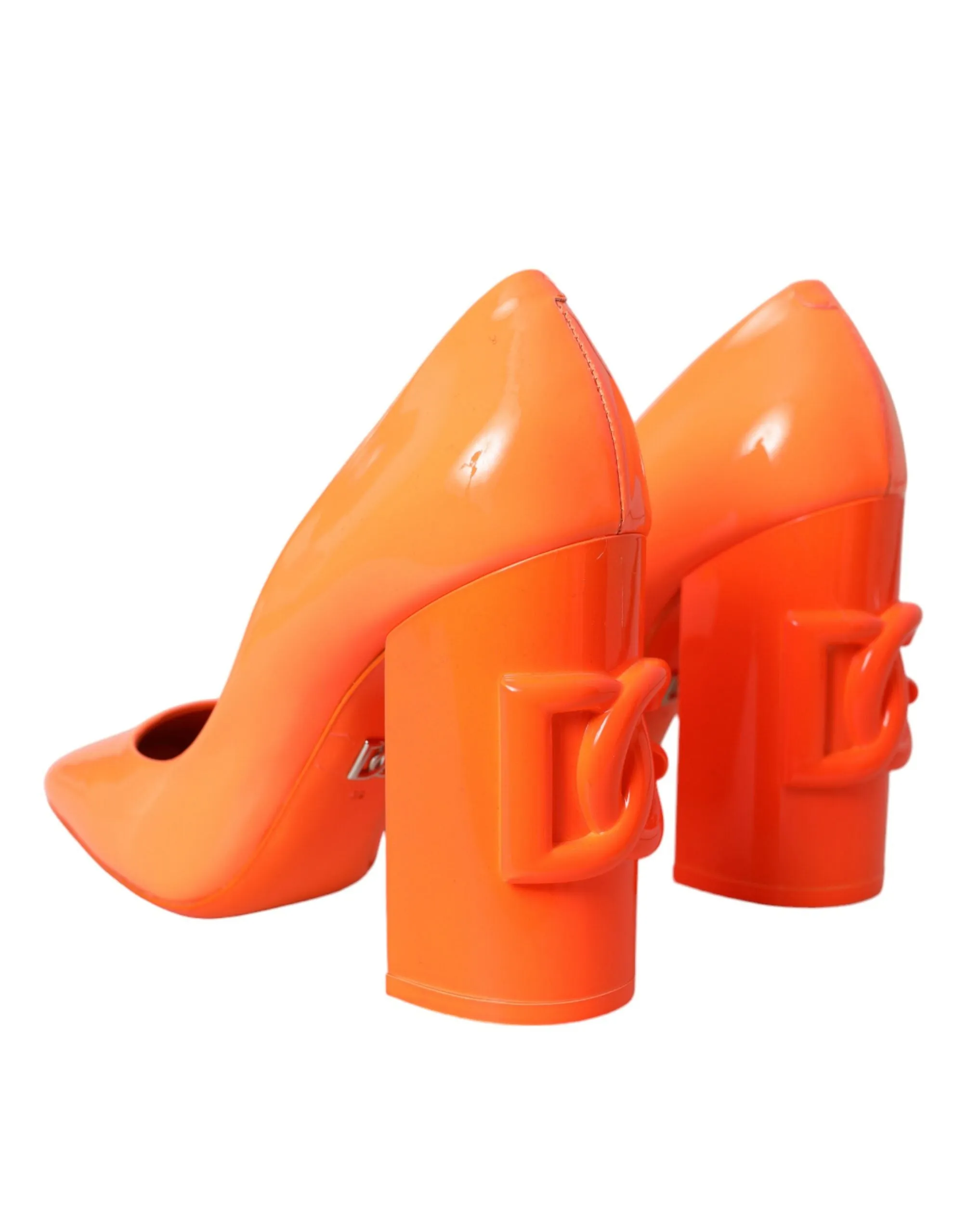 Orange Patent Leather Logo Heels Pumps Shoes sold by Louxly product image thumbnail 4