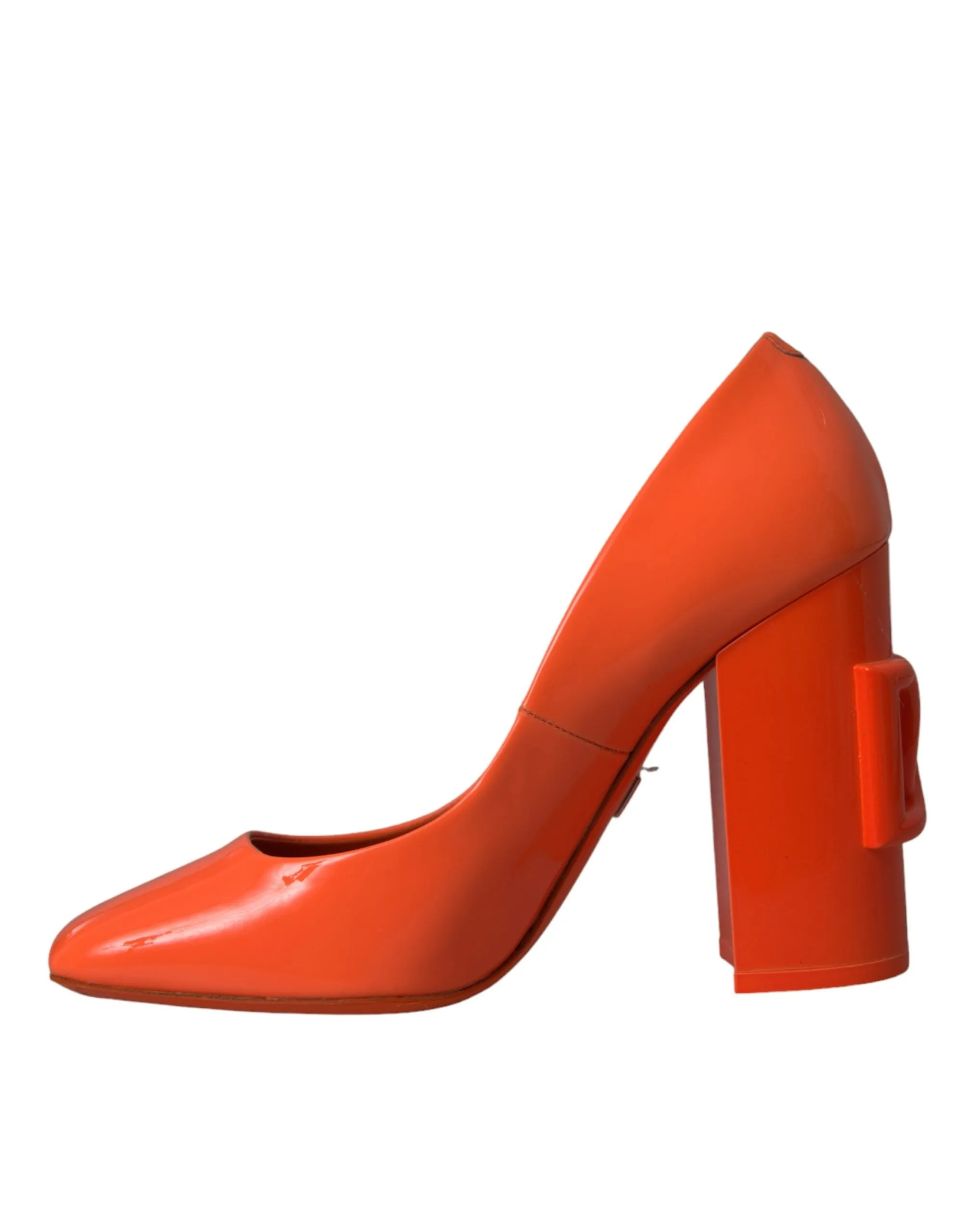 Orange Patent Leather Logo Heels Pumps Shoes sold by Louxly product image thumbnail 5