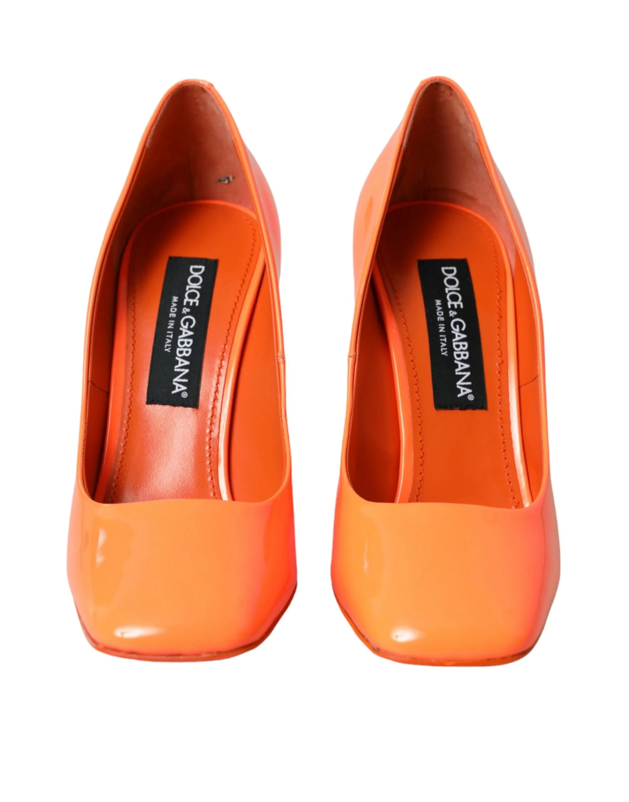 Orange Patent Leather Logo Heels Pumps Shoes sold by Louxly product image thumbnail 2