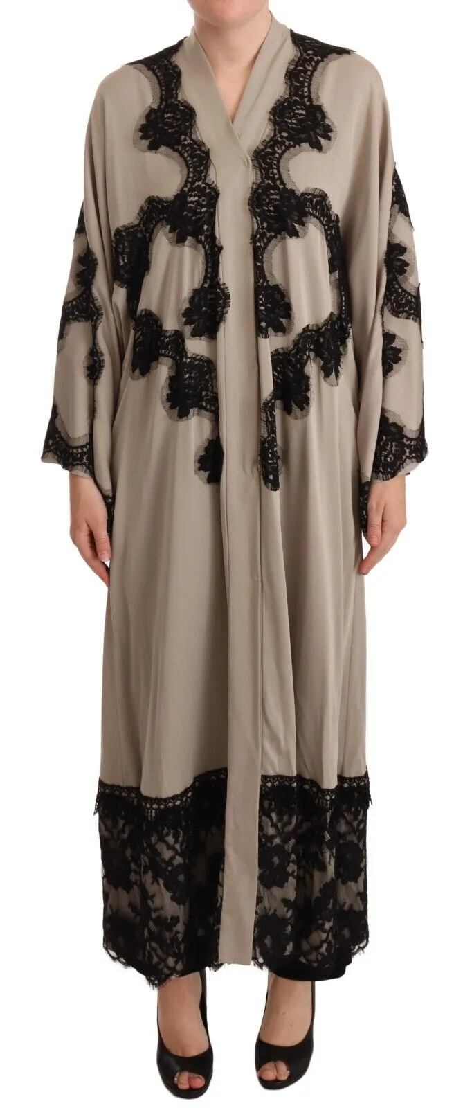 Elegant Beige Embroidered Lace Kaftan Dress sold by Louxly product image thumbnail 5
