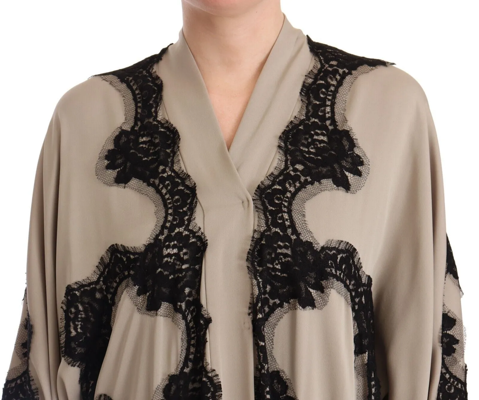 Elegant Beige Embroidered Lace Kaftan Dress sold by Louxly product image thumbnail 2