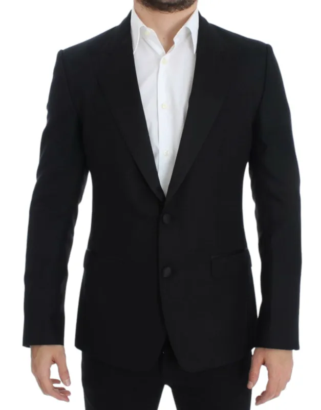Elegant Black Silk Blend Sicilia Blazer sold by Louxly