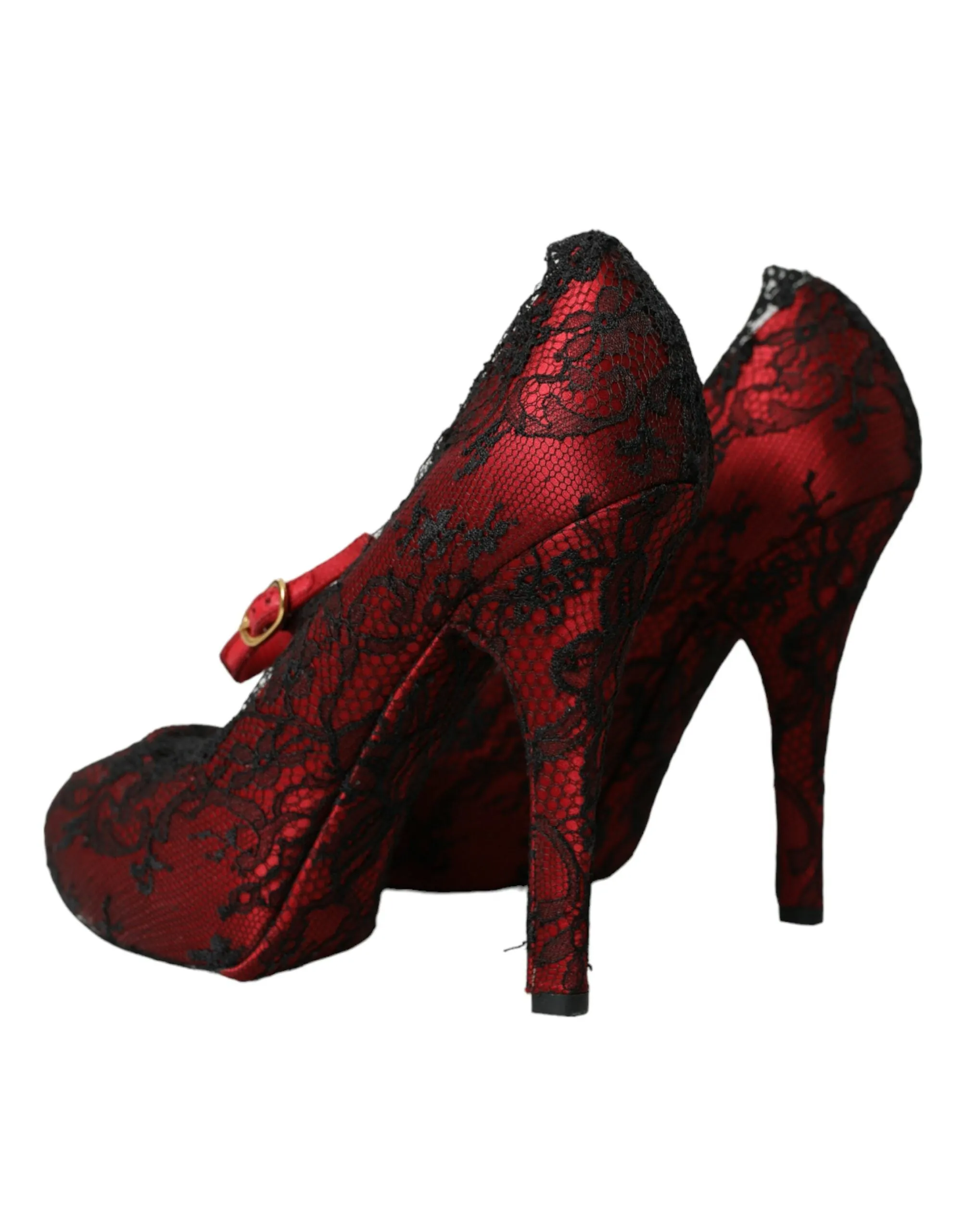 Red Black Floral Lace Mary Jane Pumps Shoes sold by Louxly product image thumbnail 4