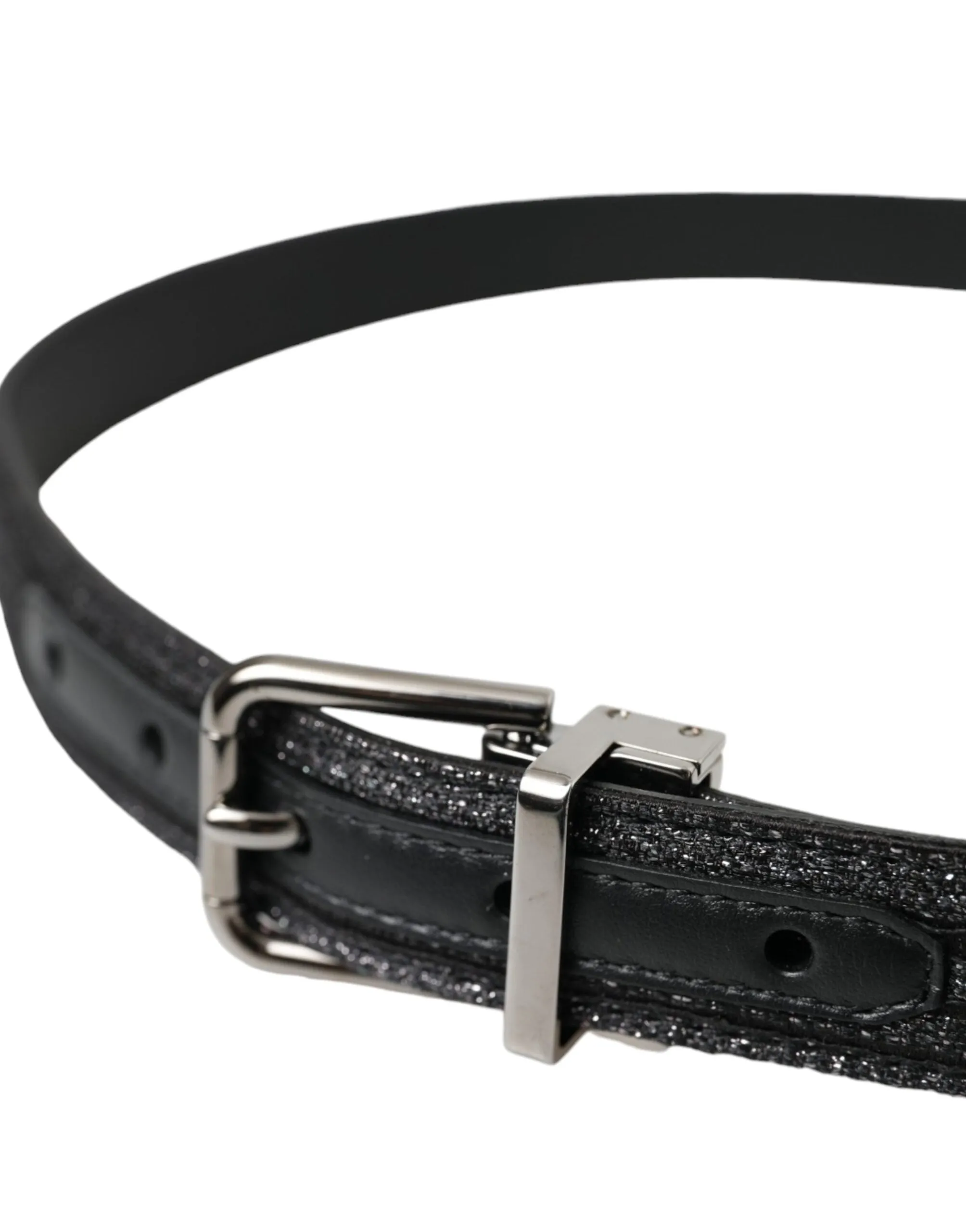 Black Jacquard Stripes Silver Metal Buckle Belt sold by Louxly product image thumbnail 3