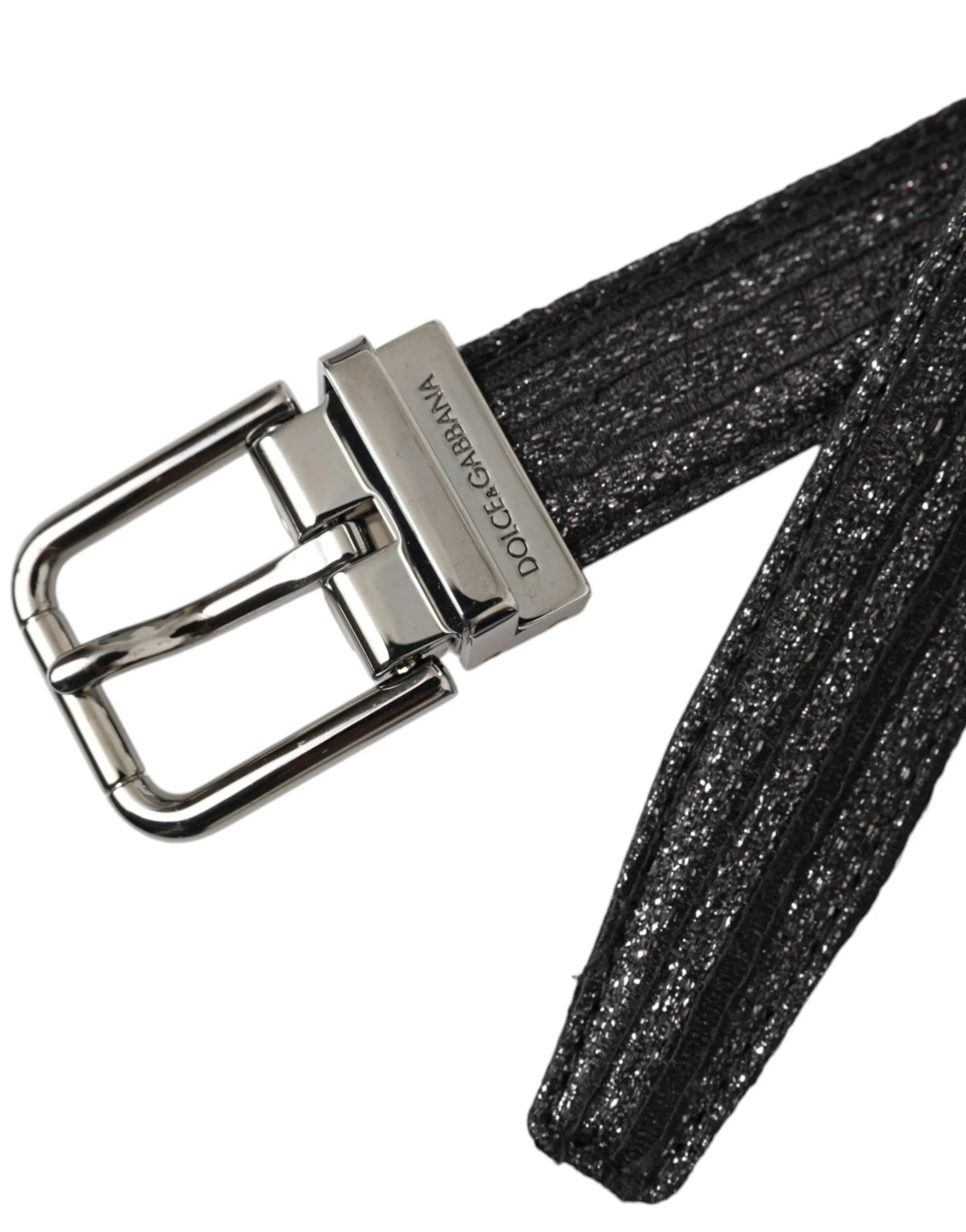 Black Jacquard Stripes Silver Metal Buckle Belt sold by Louxly product image thumbnail 5