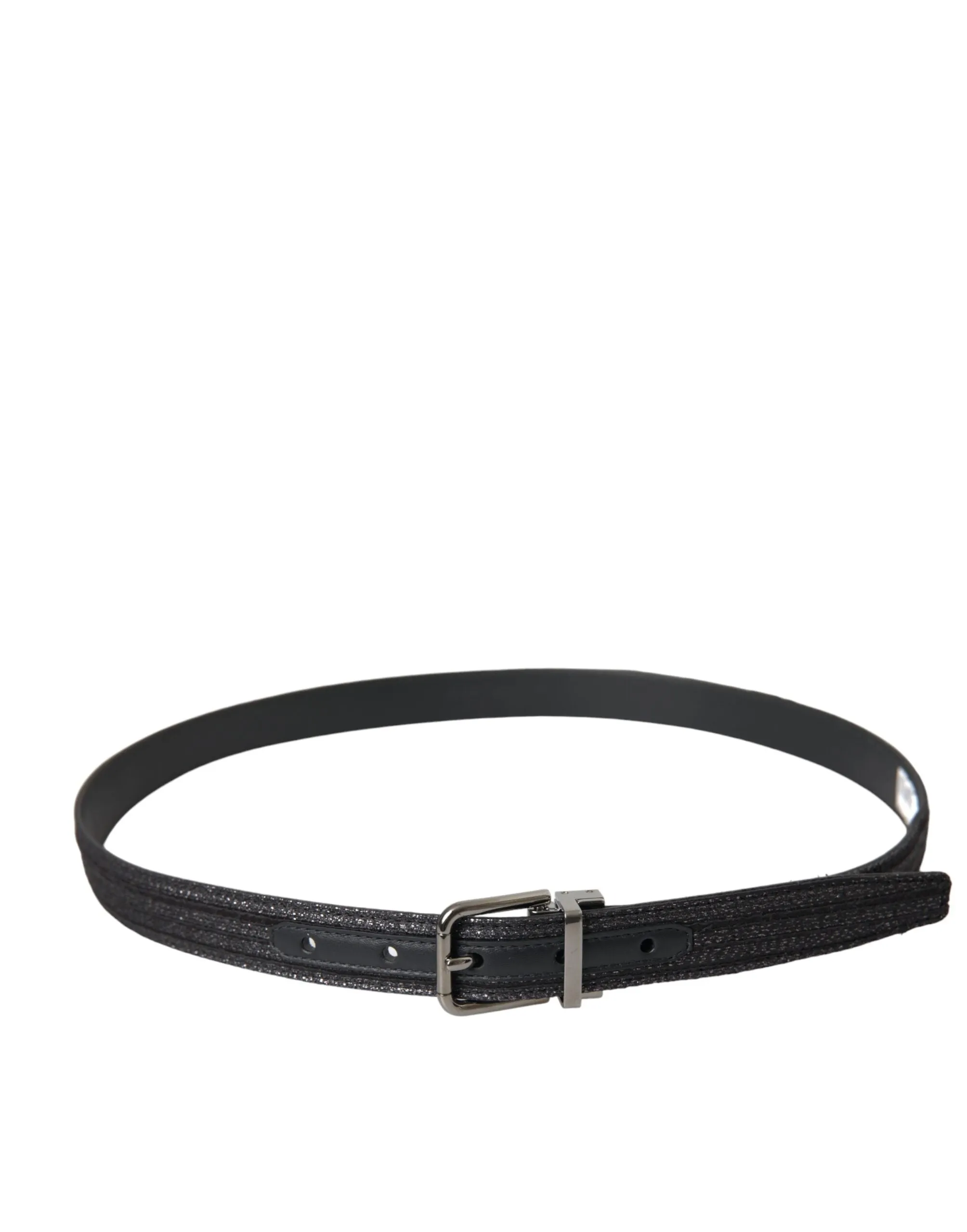 Black Jacquard Stripes Silver Metal Buckle Belt sold by Louxly product image thumbnail 2