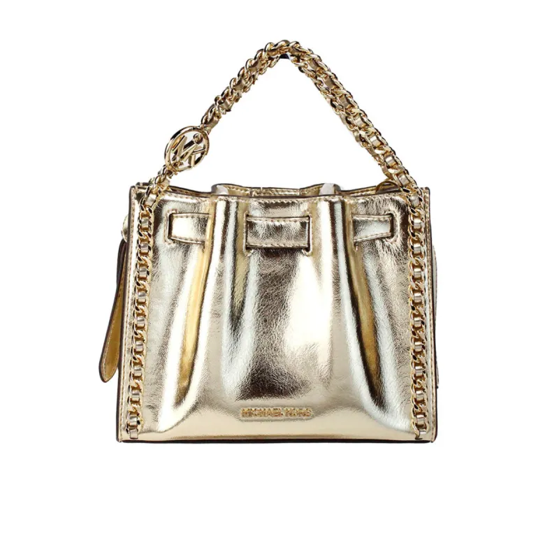 Mina Small Belted Gold Vegan Leather Chain Inlay Crossbody Bag sold by Louxly