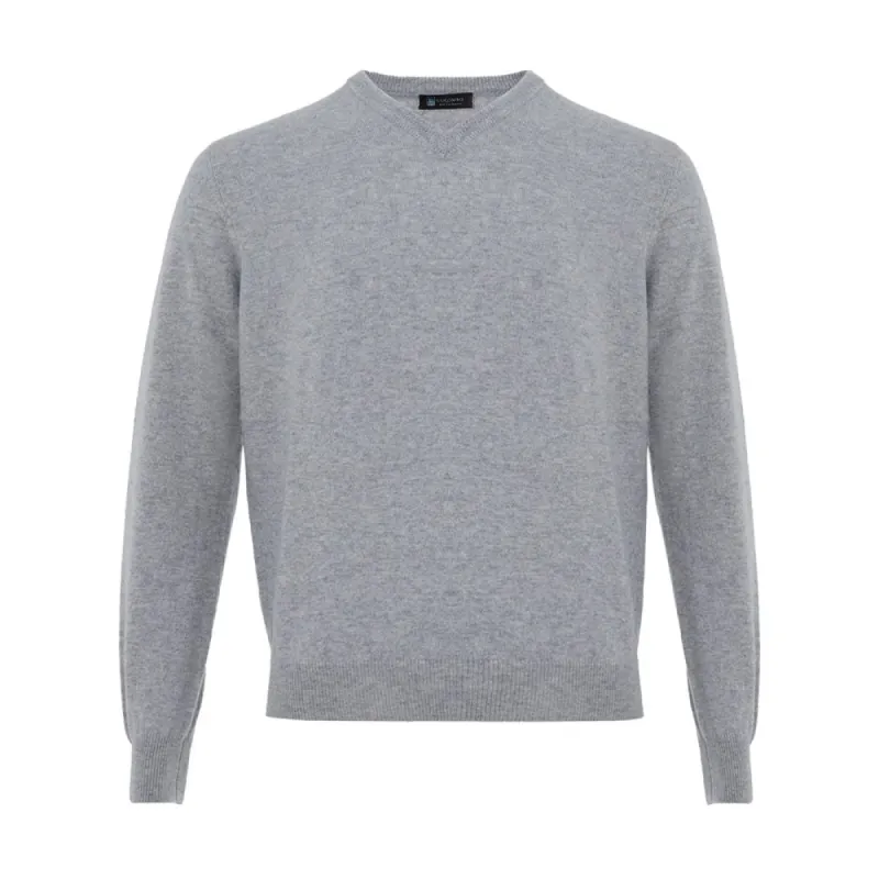 Elegant Gray Cashmere Men's Sweater sold by Louxly