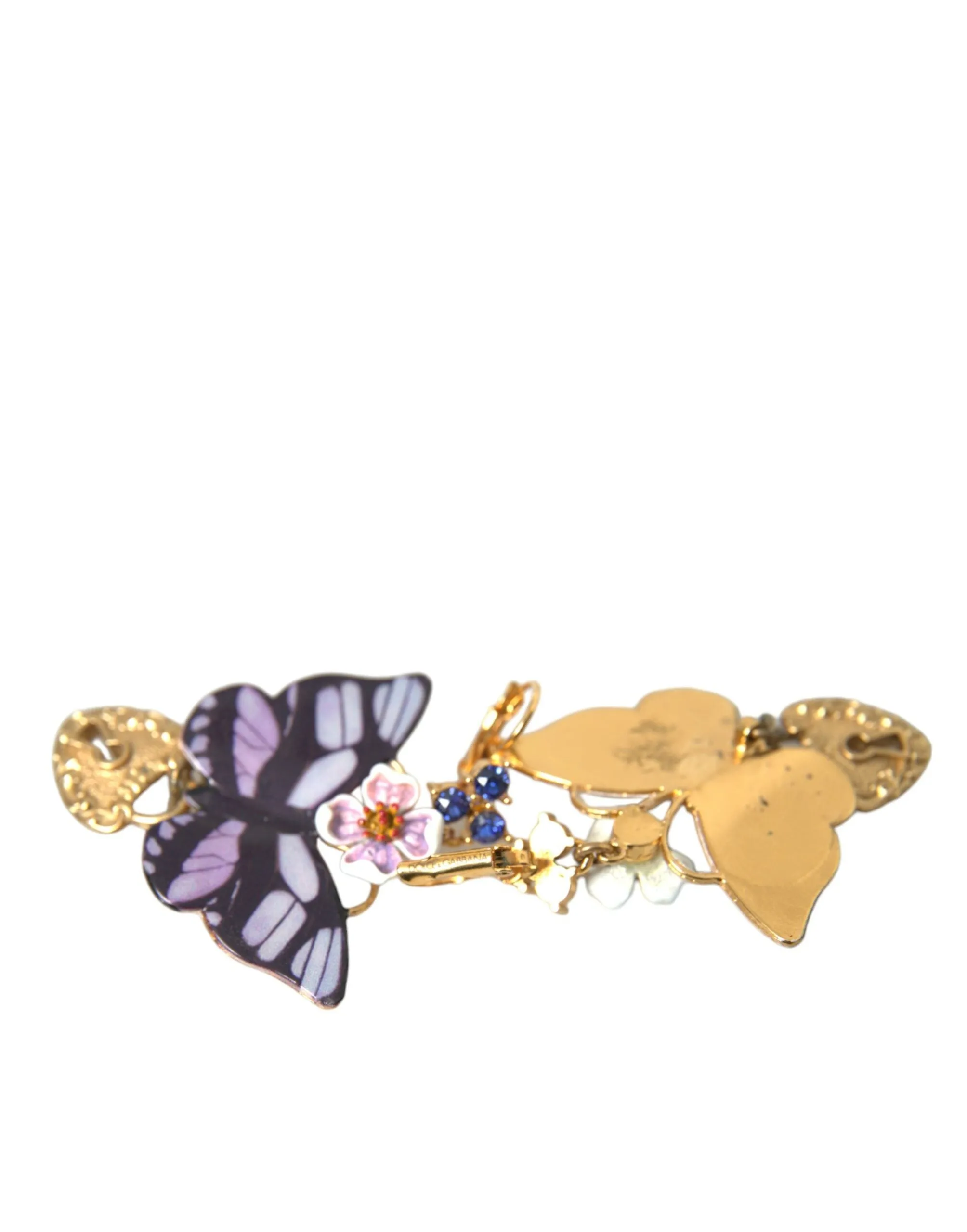 Gold Purple Crystal Butterfly Heart Locket Earrings sold by Louxly product image thumbnail 5