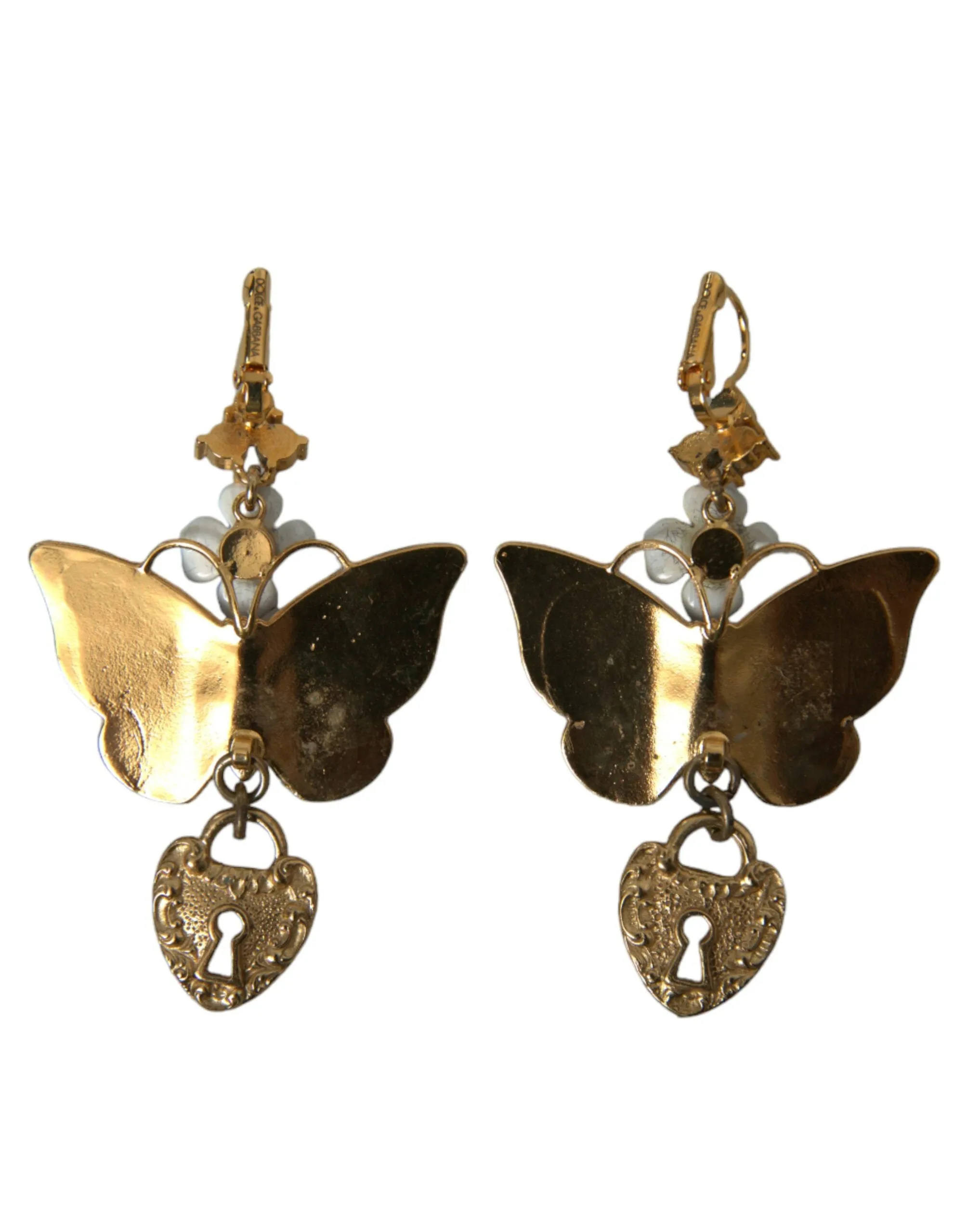Gold Purple Crystal Butterfly Heart Locket Earrings sold by Louxly product image thumbnail 3