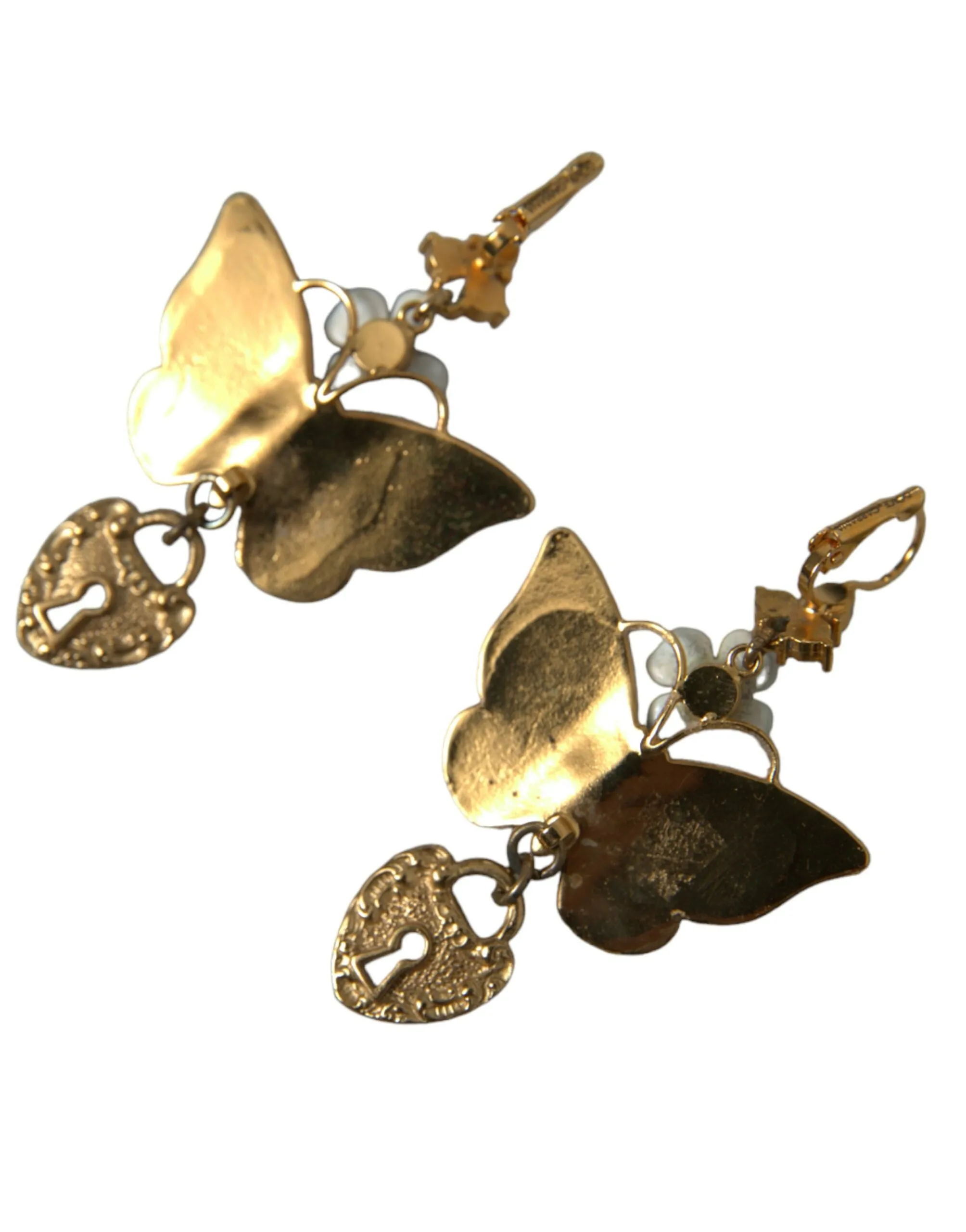 Gold Purple Crystal Butterfly Heart Locket Earrings sold by Louxly product image thumbnail 4