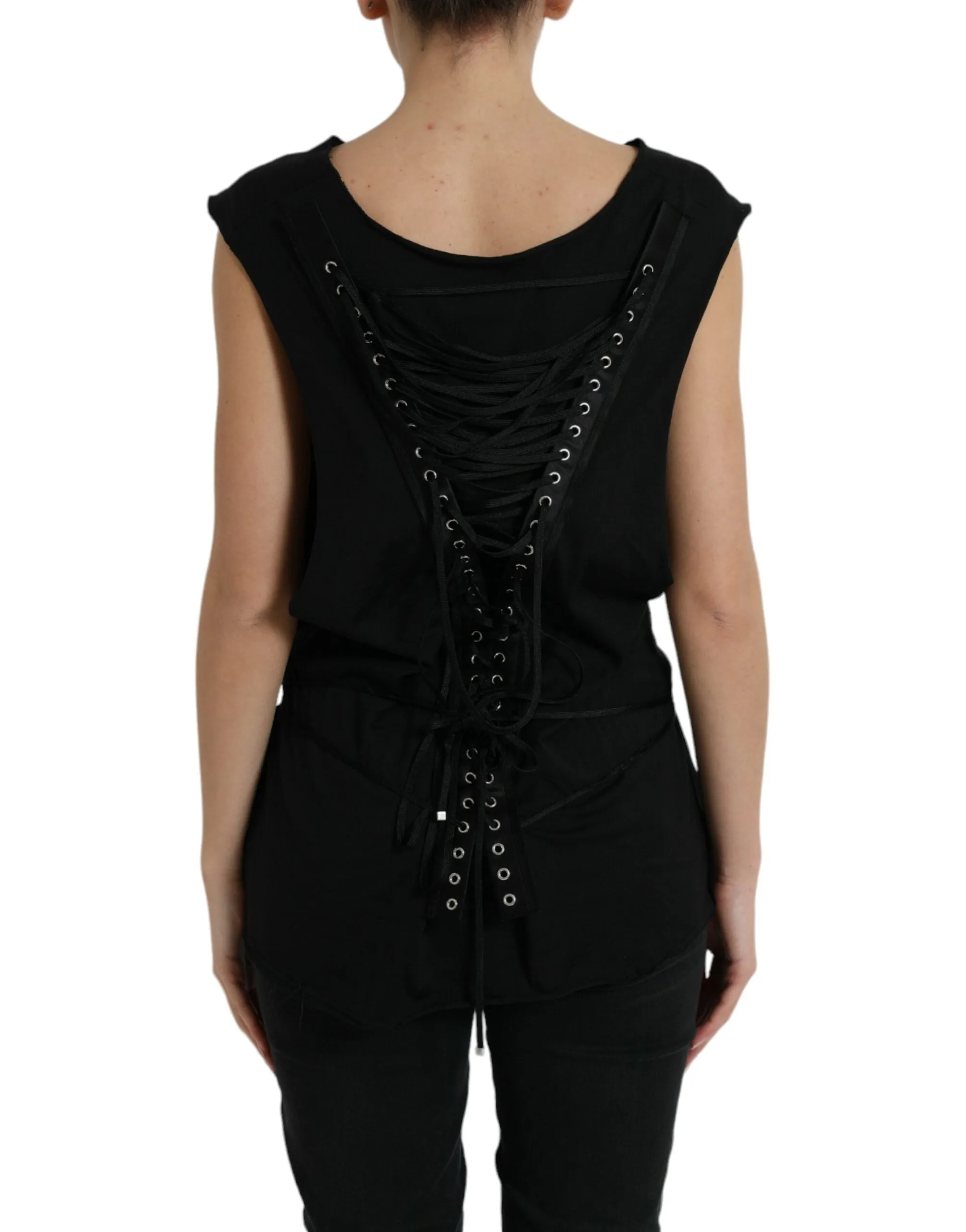 Elegant Black Round Neck Tank Top sold by Louxly product image thumbnail 3