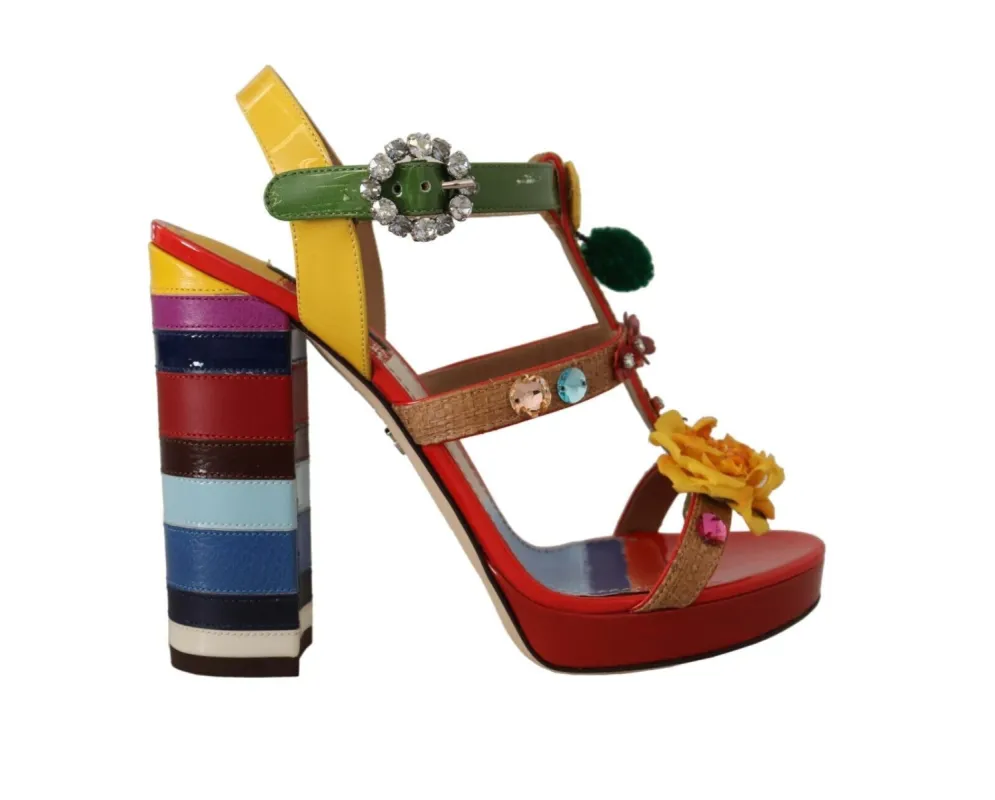 Multicolor Floral Ankle Strap Heels sold by Louxly