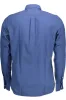 Elegant Blue Cotton Long-Sleeve Shirt sold by Louxly