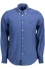 Elegant Blue Cotton Long-Sleeve Shirt sold by Louxly