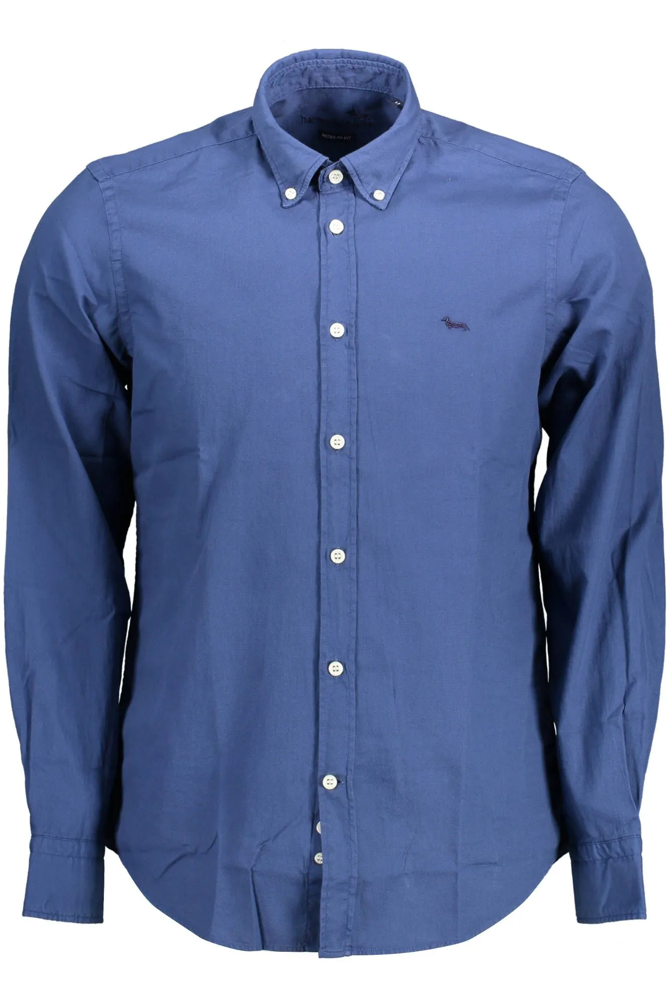 Elegant Blue Cotton Long-Sleeve Shirt sold by Louxly