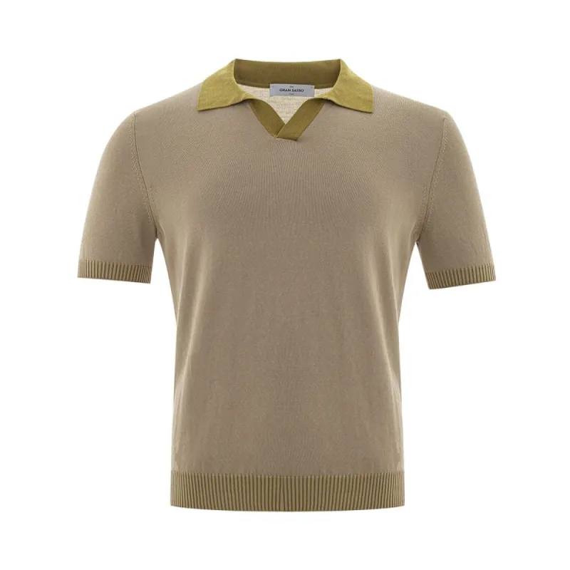 Elegant Beige Cotton Polo for Men sold by Louxly