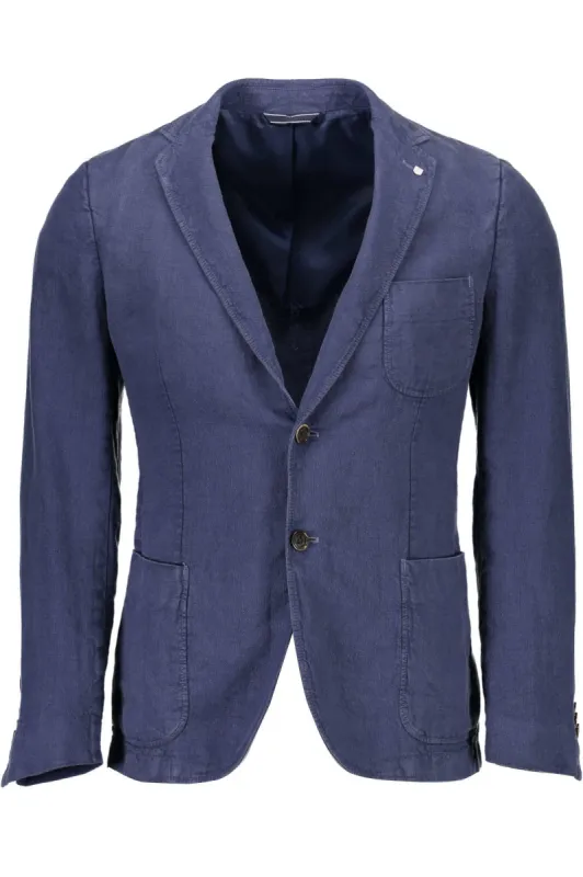 Blue Linen Men Jacket sold by Louxly