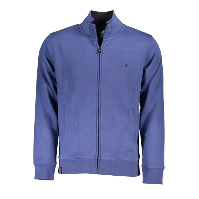 Classic Blue Zippered Sweatshirt with Embroidery sold by Louxly