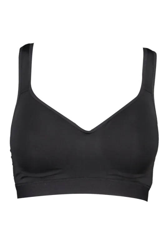 Black Polyester Women Sports Bra sold by Louxly