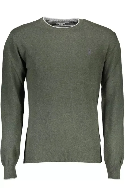 Elegant Green Slim Sweater with Logo Accent sold by Louxly