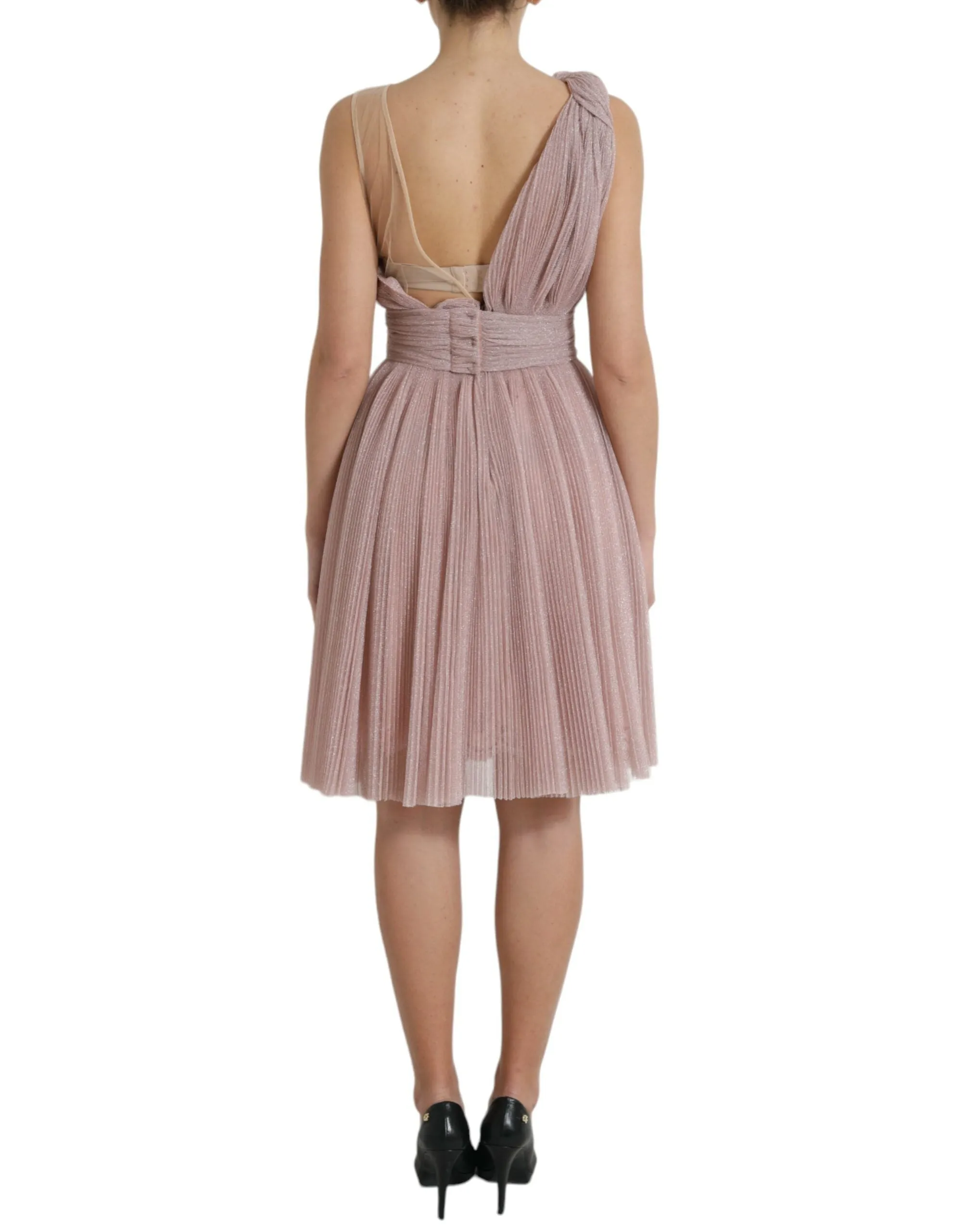 Lilac One-Shoulder Pleated Designer Dress sold by Louxly product image thumbnail 3