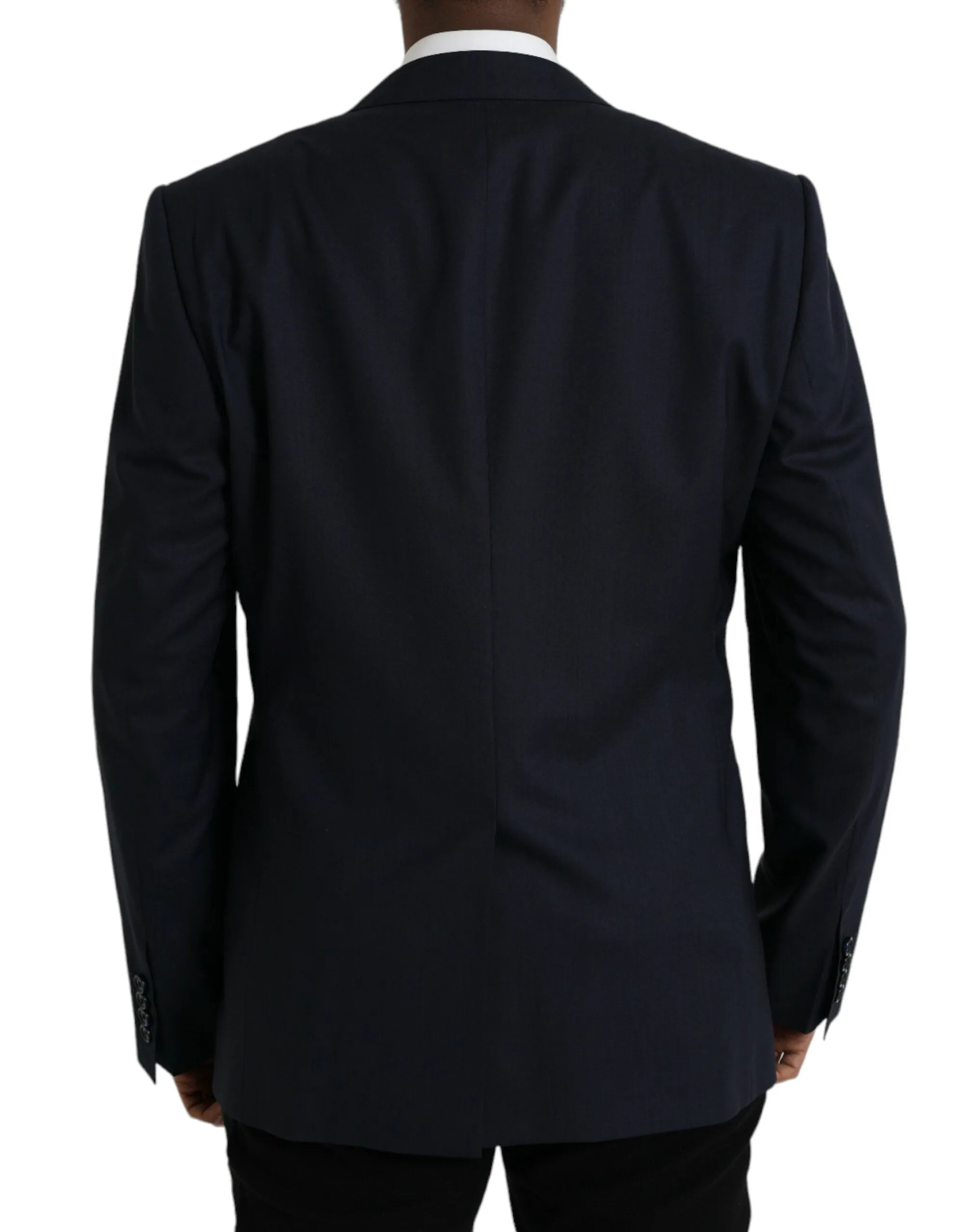 Dark Blue Wool Single Breasted Coat Blazer sold by Louxly product image thumbnail 3