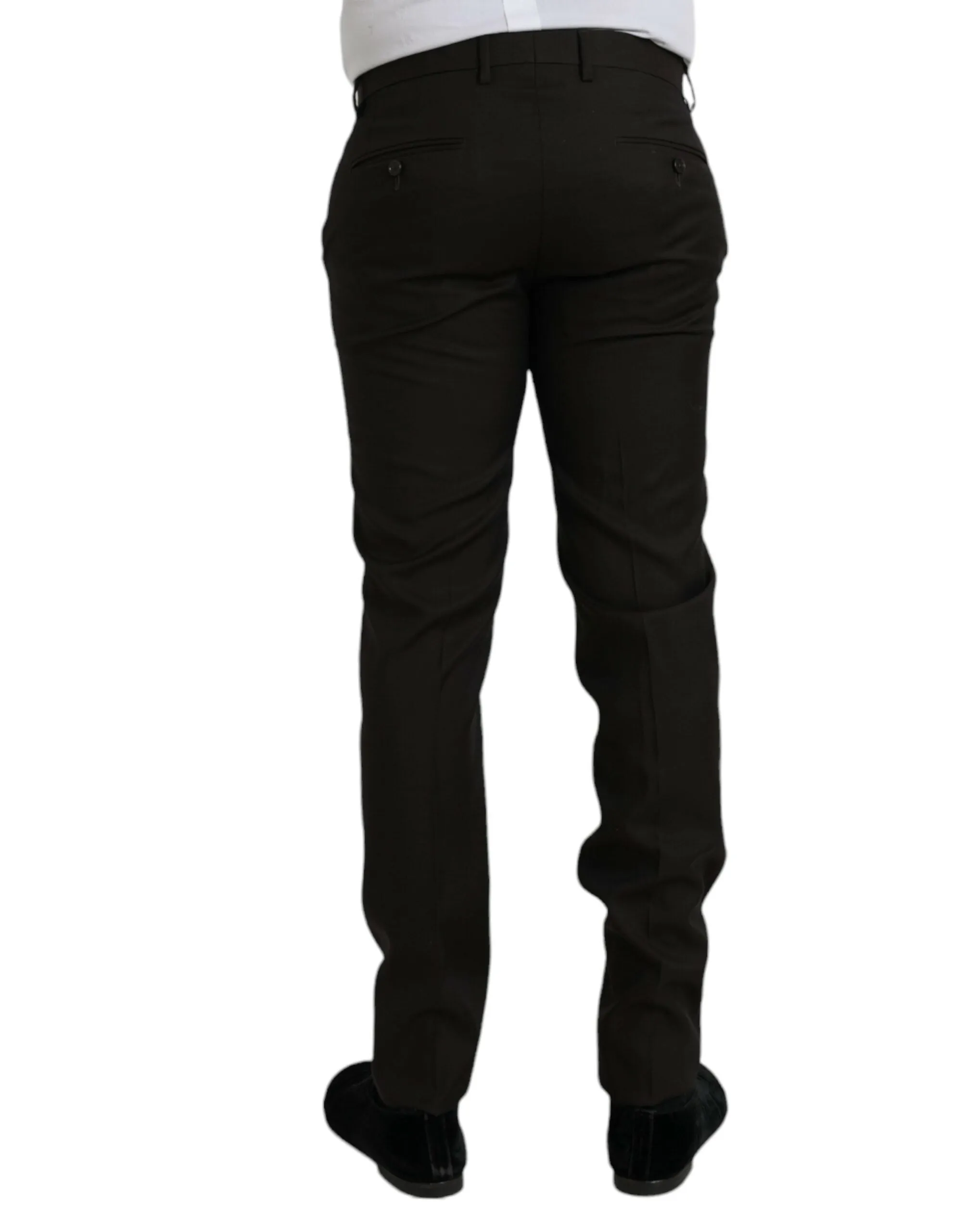 Dark Brown Wool Slim Fit Formal Pants sold by Louxly product image thumbnail 3
