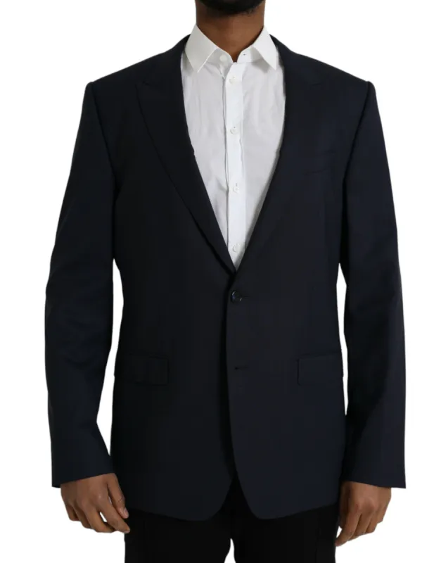 Dark Blue Wool Single Breasted Coat Blazer sold by Louxly