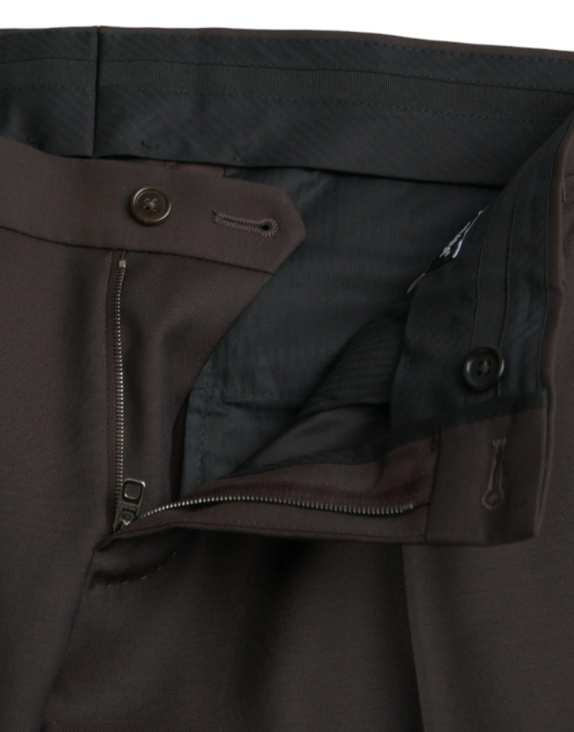 Dark Brown Wool Slim Fit Formal Pants sold by Louxly product image thumbnail 4