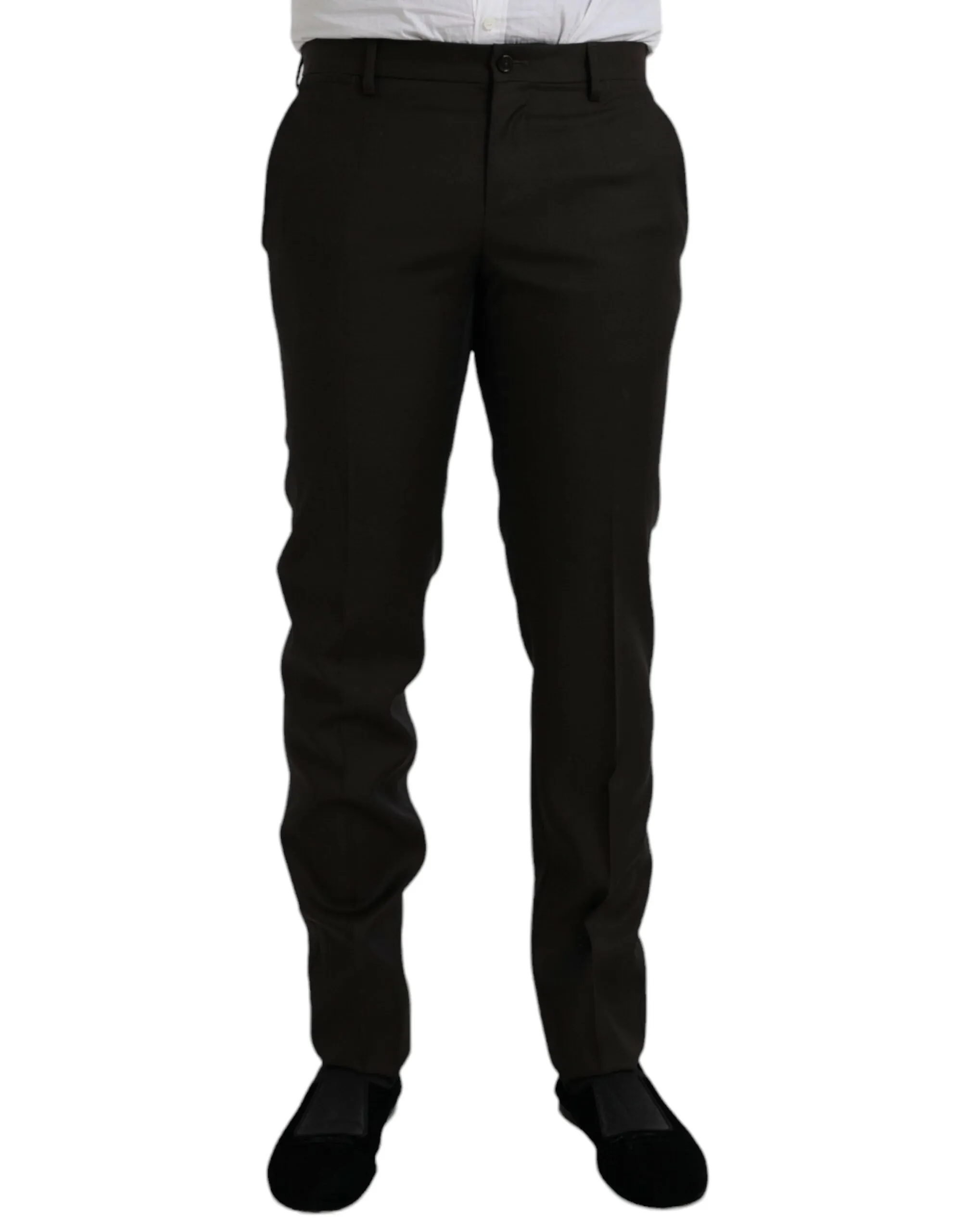 Dark Brown Wool Slim Fit Formal Pants sold by Louxly