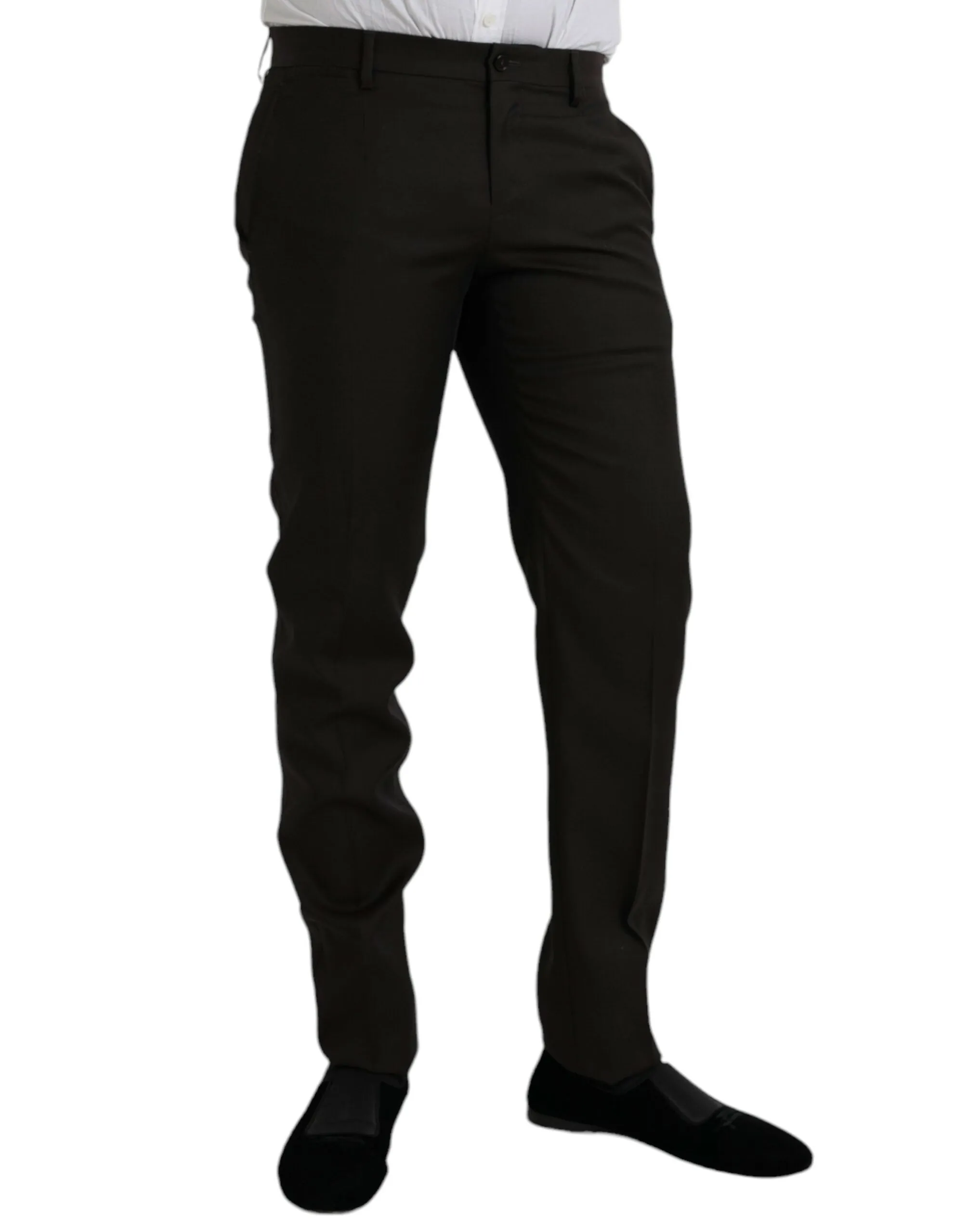 Dark Brown Wool Slim Fit Formal Pants sold by Louxly product image thumbnail 2