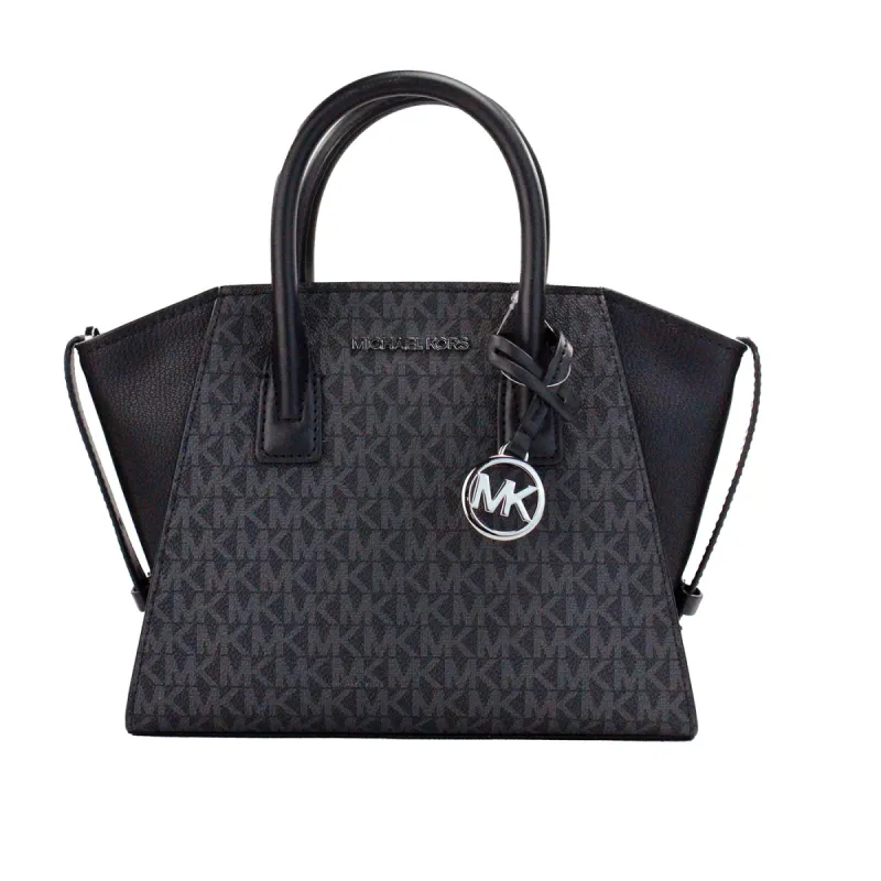 Avril Small Black PVC Leather Top Zip Satchel Crossbody Bag Purse sold by Louxly