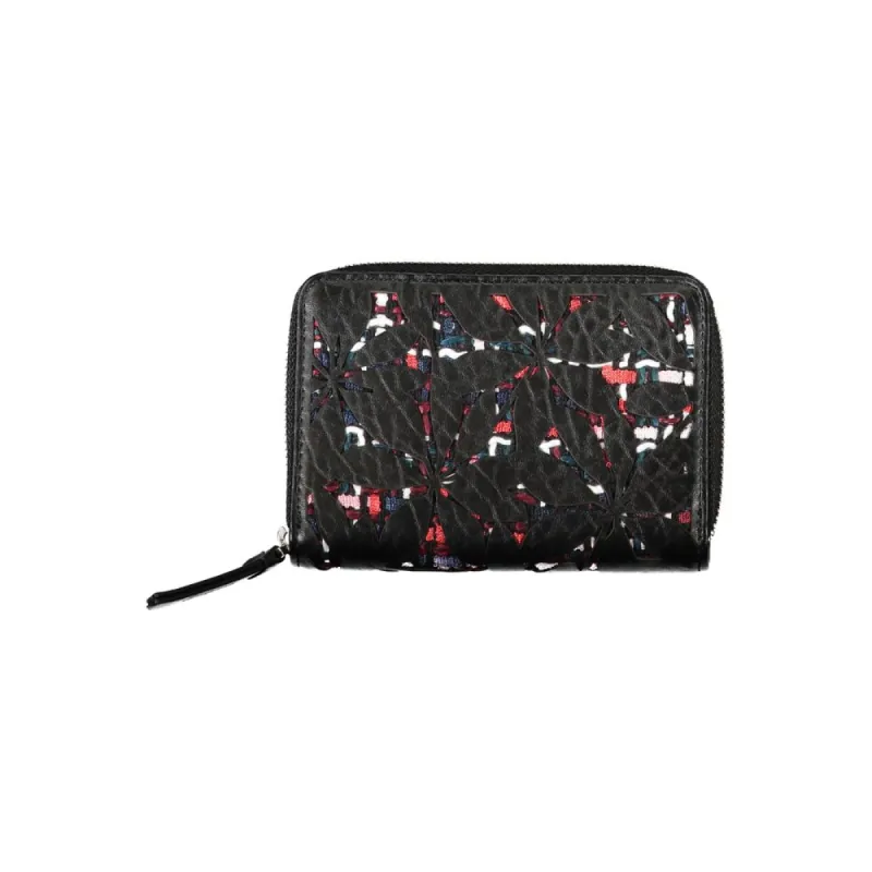 Elegant Black Zip Wallet with Contrasting Accents sold by Louxly