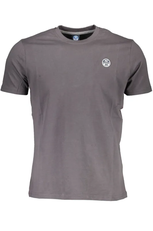 Sleek Gray Cotton Tee with Iconic Detailing made by North Sails