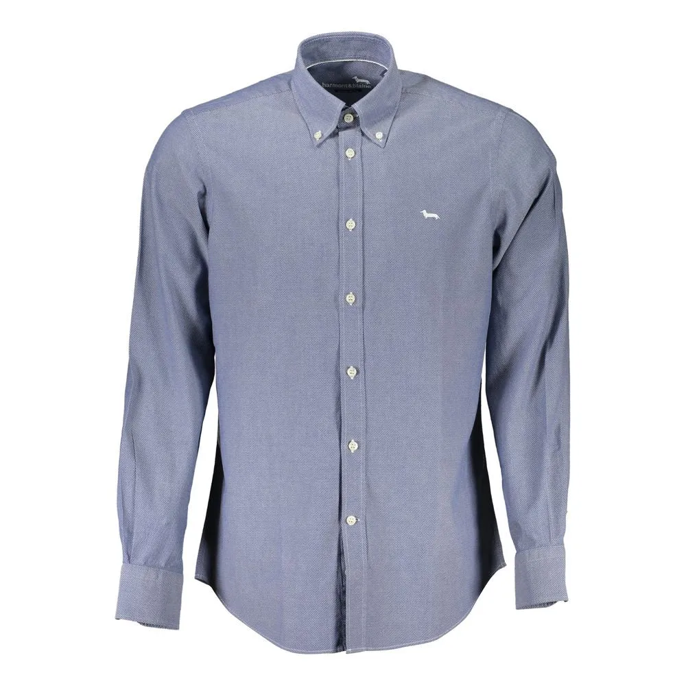 Elegant Blue Button-Down Organic Cotton Shirt sold by Louxly